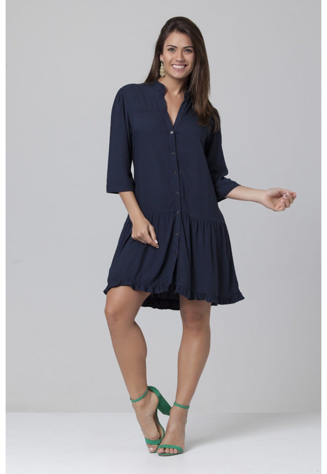 Vista 2 Vestido Curto Amazonia Vital Botton Amazonia Vital azul/azul marinho/preto azul