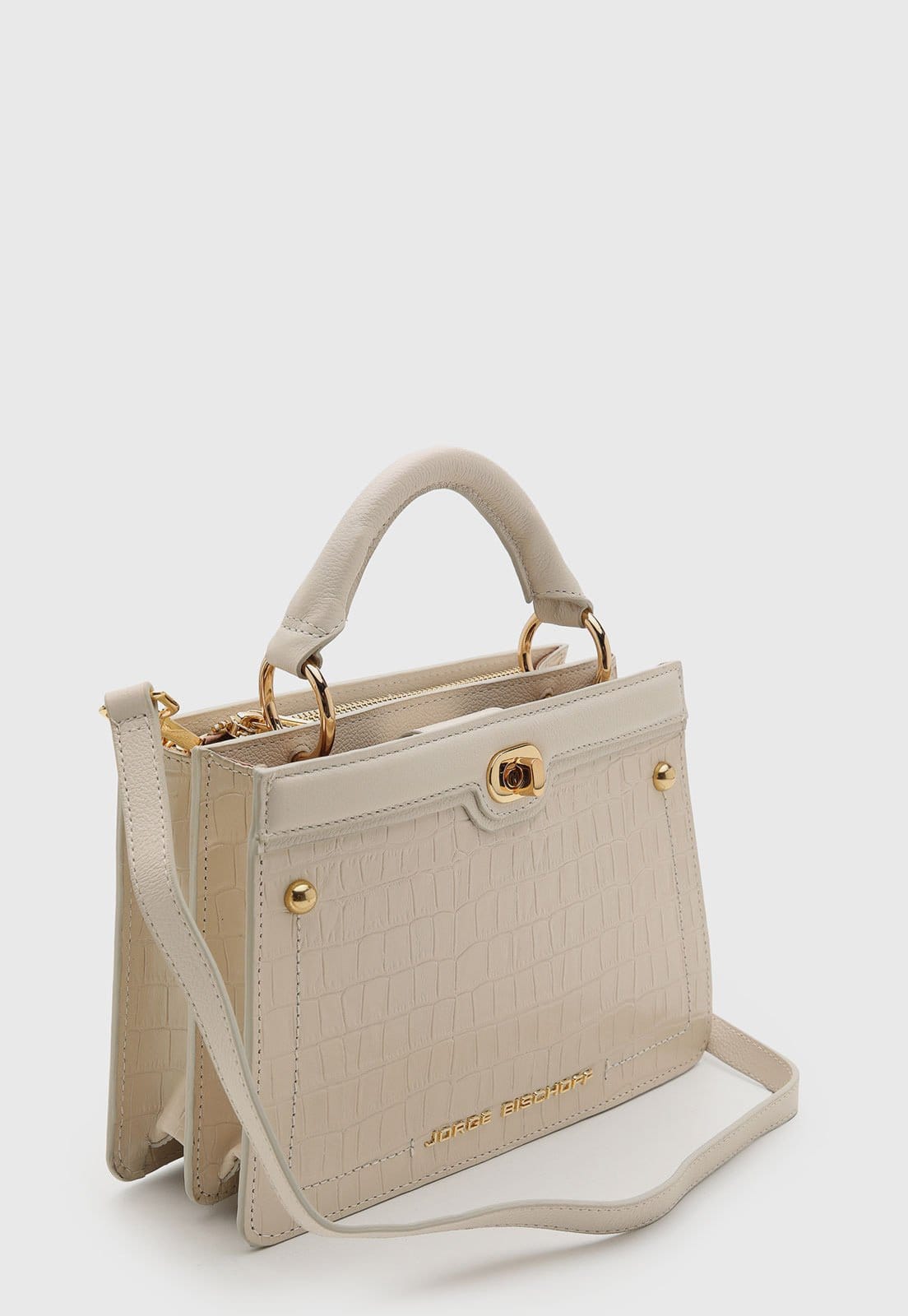 Vista 2 Bolsa Feminina Jorge Bischoff Grande Textura Croco Jorge Bischoff caramelo