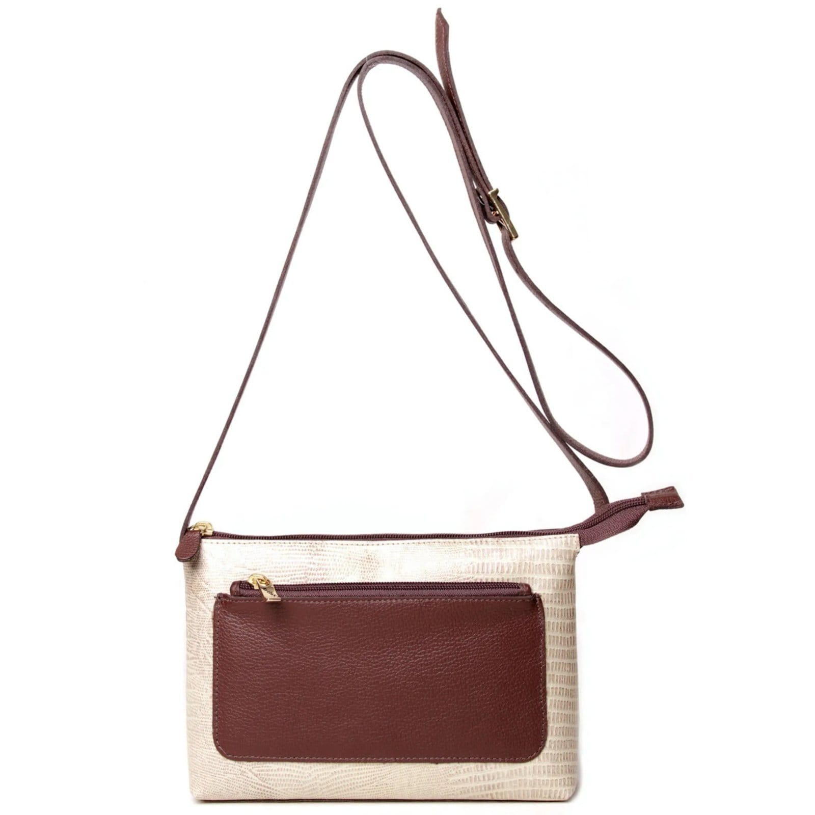 Bolsa Transversal em Couro Artlux Creme 9066