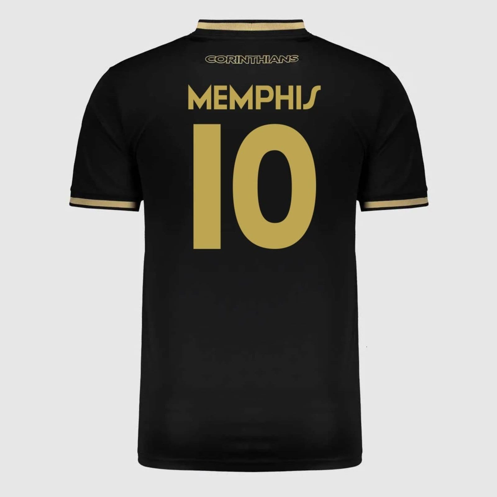 Vista principal Infantil - Camisa Corinthians Classic 10 Memphis Preta e Dourada Coimbra preto