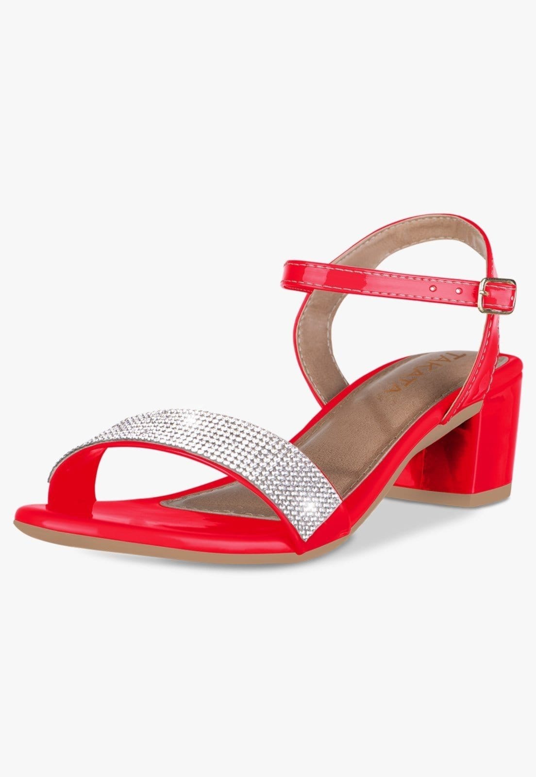 Sandália Feminina Salto Baixo Bloco Casual Confortável Strass