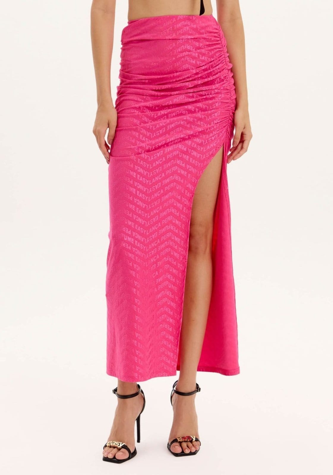 Vista 2 Saia Super Midi Com Cintura Alta E Fenda Lateral Sport Easy rosa