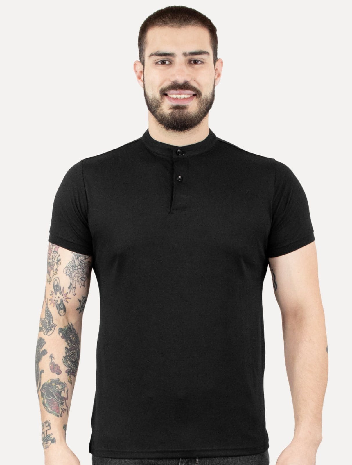 Vista principal Polo Dixen Masculina Piquet Gola Padre Lisa Preta U.S. Polo Assn. preto