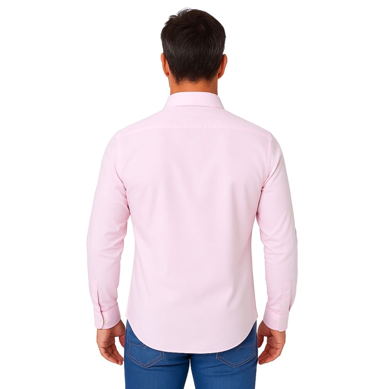 Vista 2 Camisa Social Masculina Vih Triny Itália Premium Slim Fit Manga Longa Vih Triny rosa