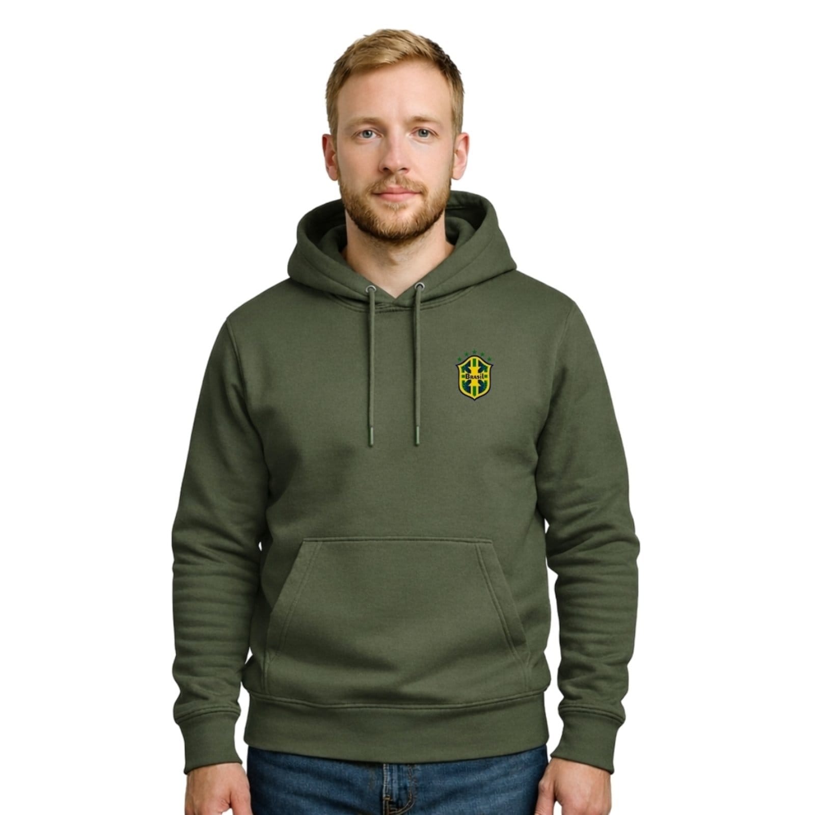 Moletom Modelo Canguru Com Capuz Masculino Estampado Brasil