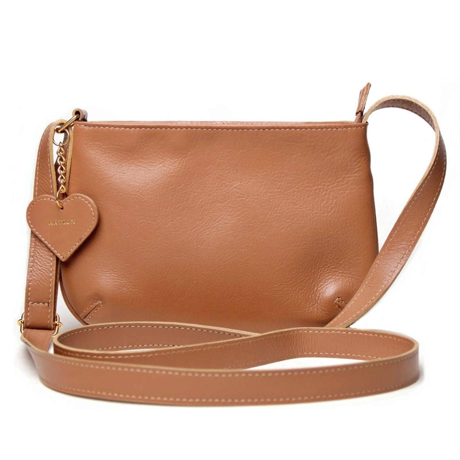 Vista 2 Bolsa Transversal em Couro Artlux Amêndoa 9063 Artlux bege