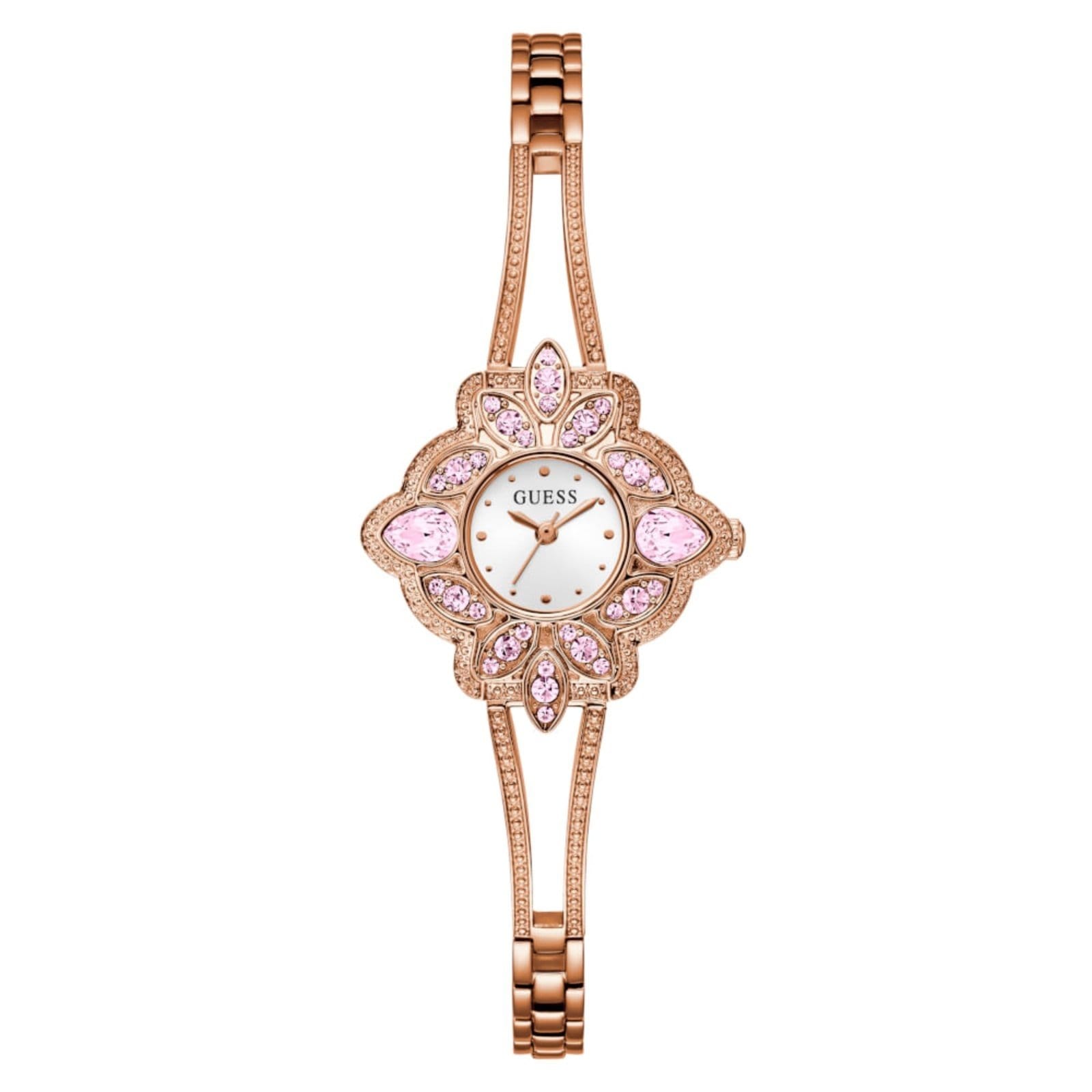Relógio Guess Feminino Floral Cristais Rosé