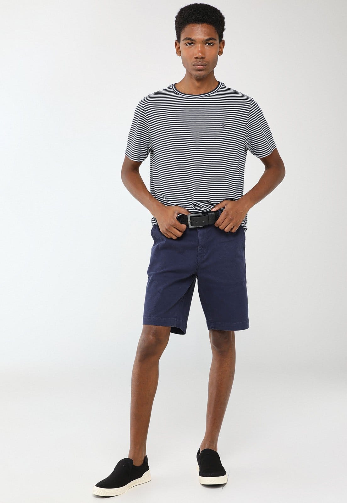 Vista 2 Bermuda Masculina Dudalina Right Sarja Textura Dudalina azul marinho