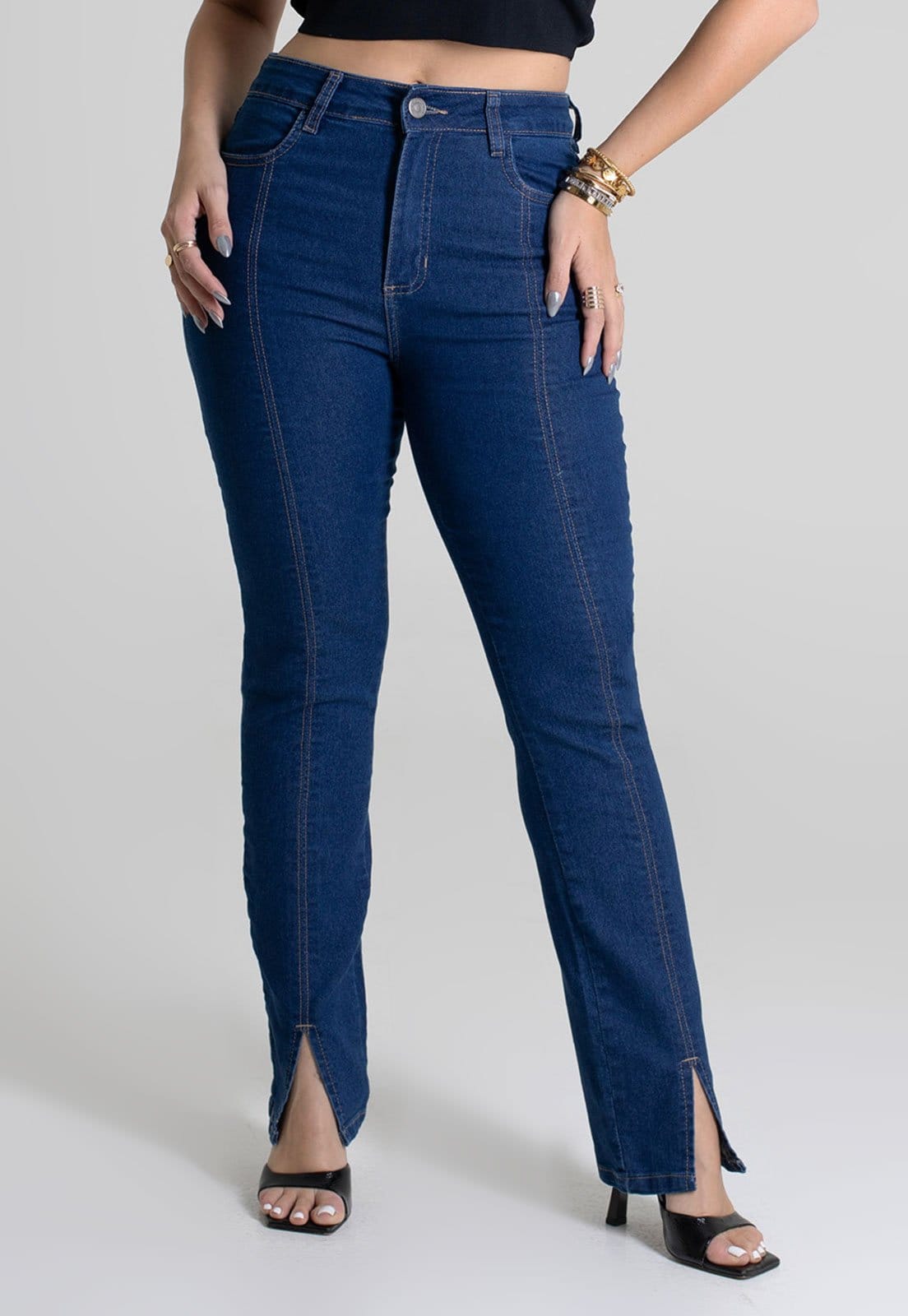 Vista principal Calça Jeans Sawary Reta Pockets Sawary azul