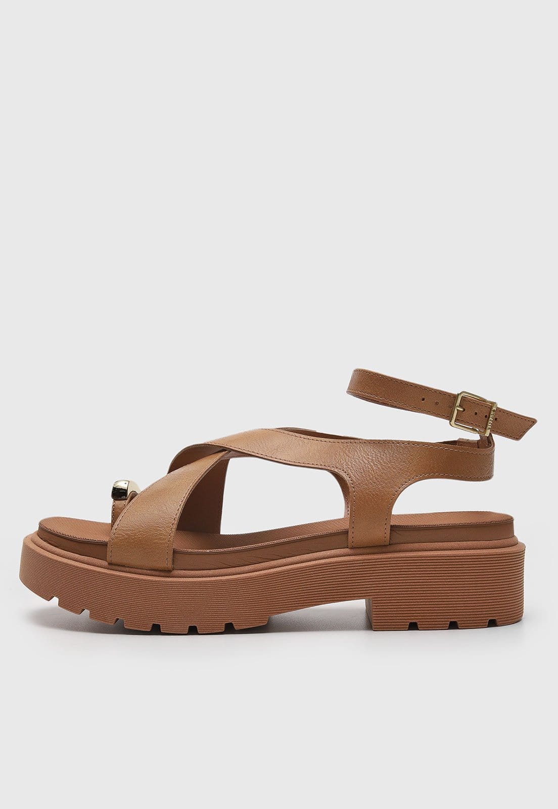 Vista principal Rasteira Tratorado Vizzano Aplicação Metalizada VIZZANO caramelo