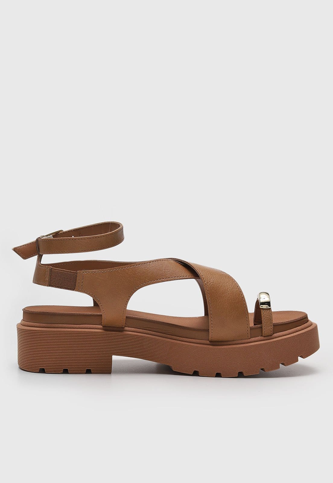 Vista 2 Rasteira Tratorado Vizzano Aplicação Metalizada VIZZANO caramelo