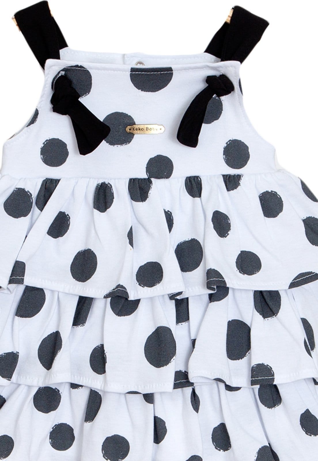 Vista 2 Infantil - Vestido Estampado Poá Keko & Beka Tilly Baby branco