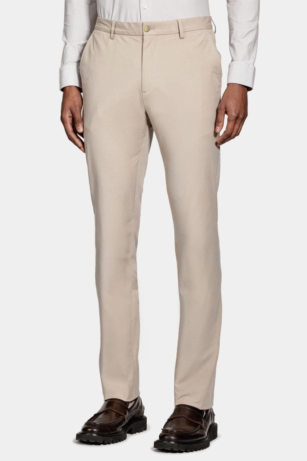 Vista 2 Calça Alfaiataria Algodão Soft Super Slim Caqui Aramis bege caqui