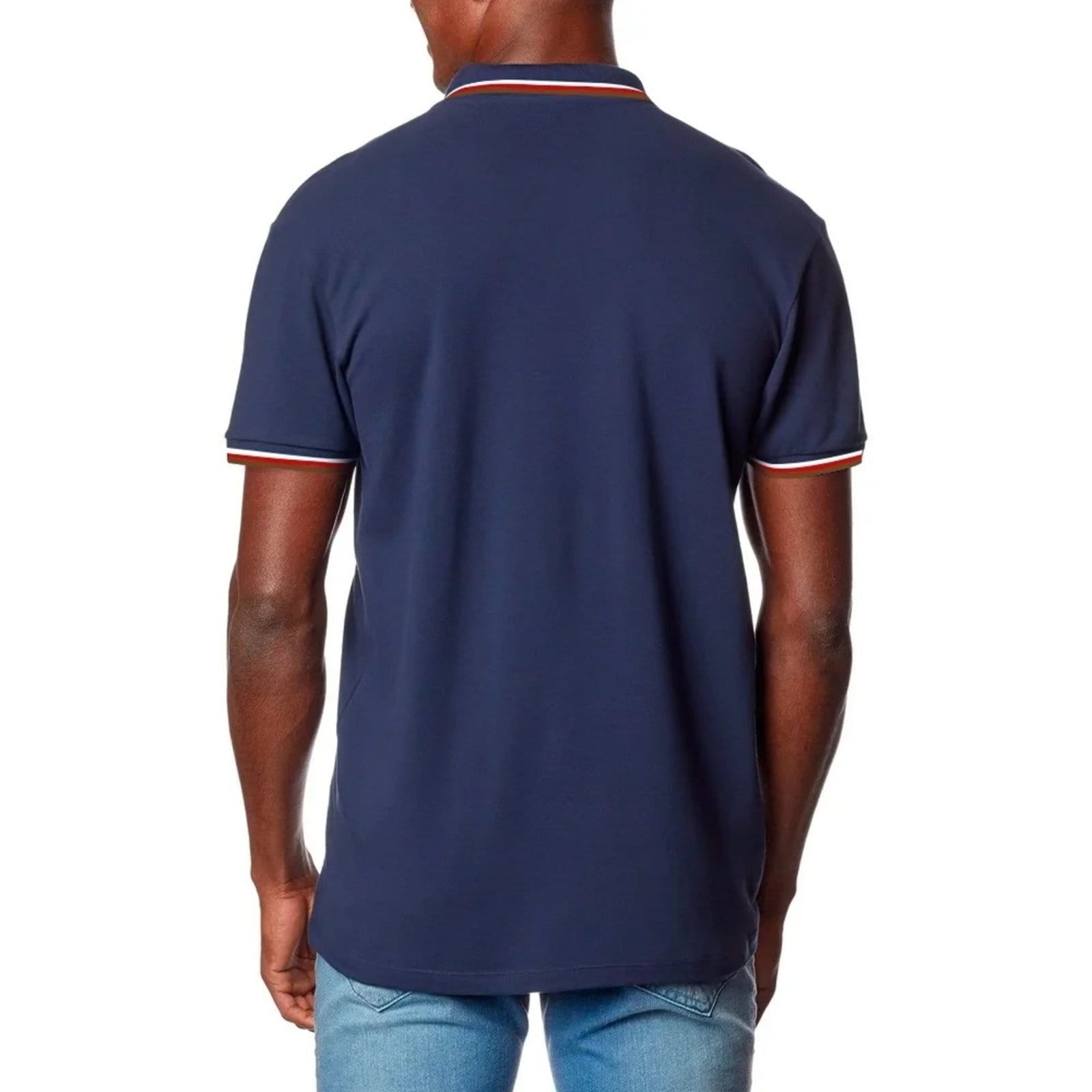 Vista 2 Camisa Polo Colcci 3 Listras Pr26 Marinho Masculino Colcci azul marinho