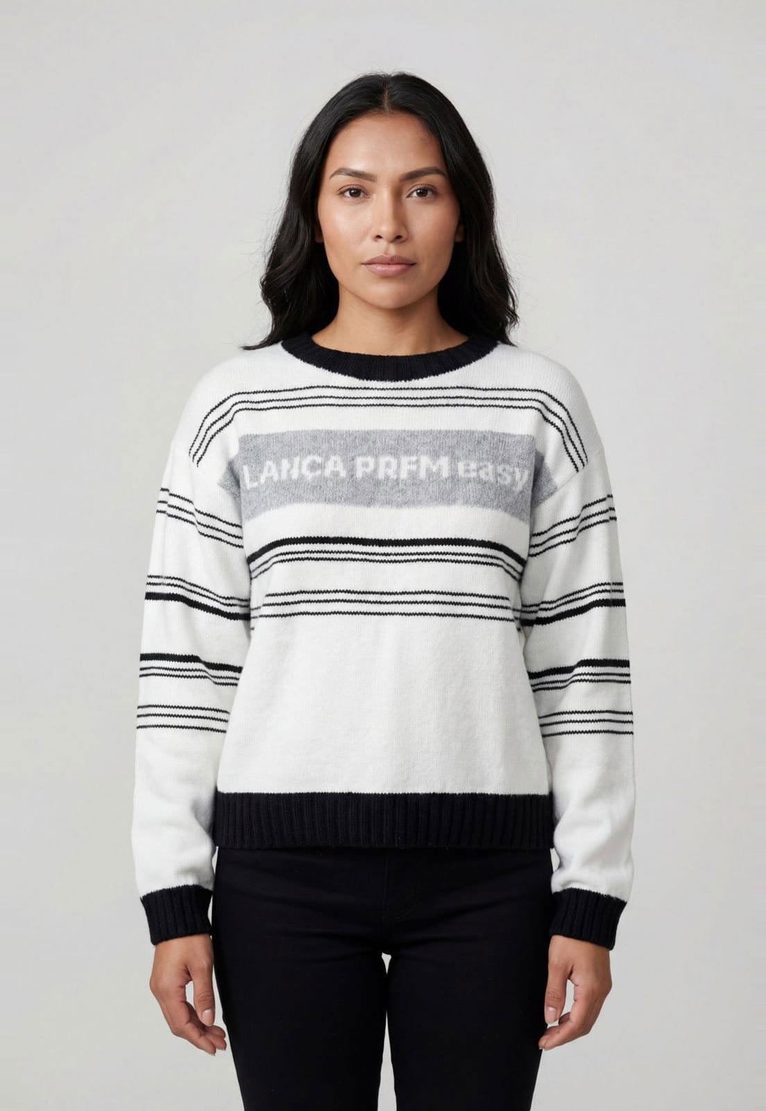 Vista principal Blusa Feminina Lança Perfume Listrada Branca Lança Perfume branco