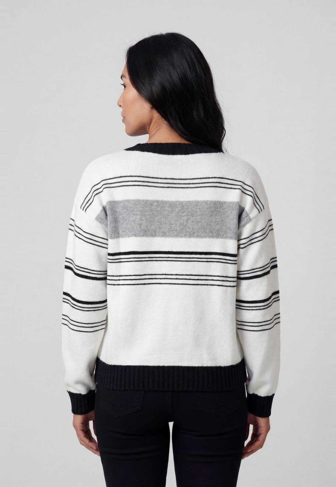 Vista 2 Blusa Feminina Lança Perfume Listrada Branca Lança Perfume branco