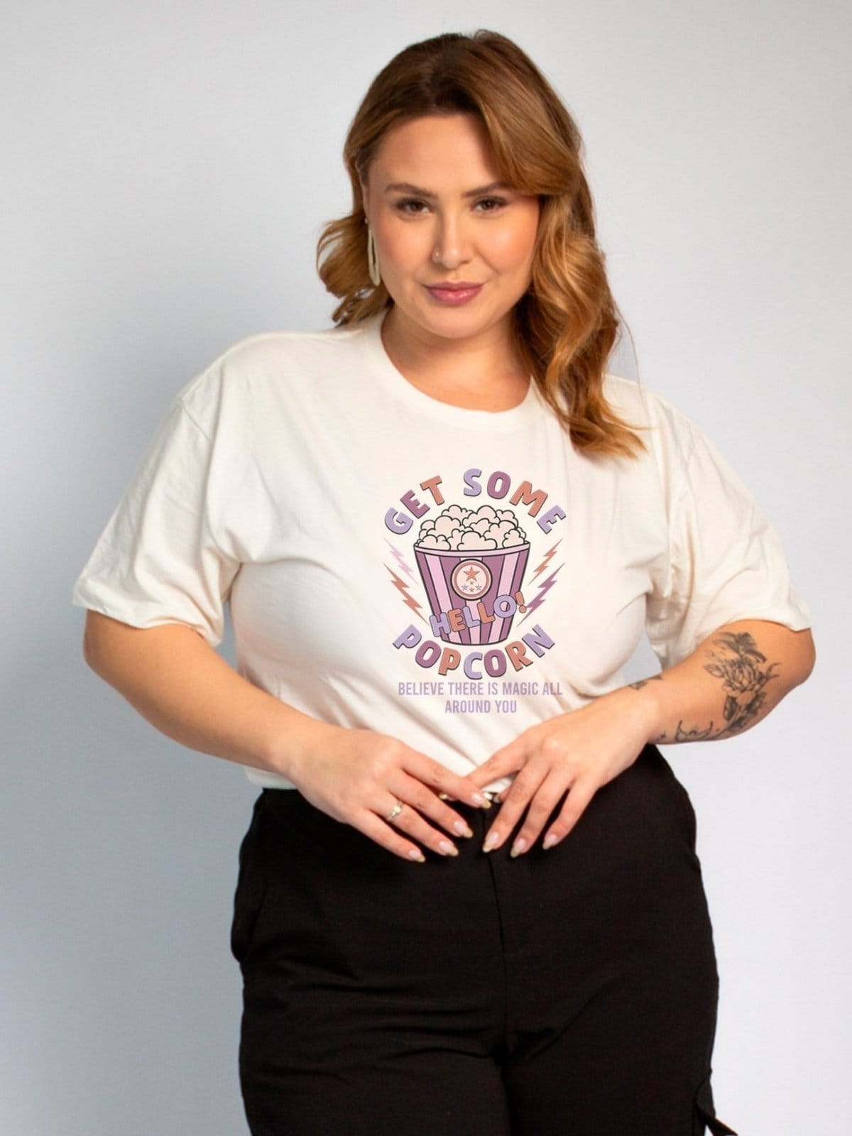 Camisa Feminina Cianitas Off Estampa Pipoca