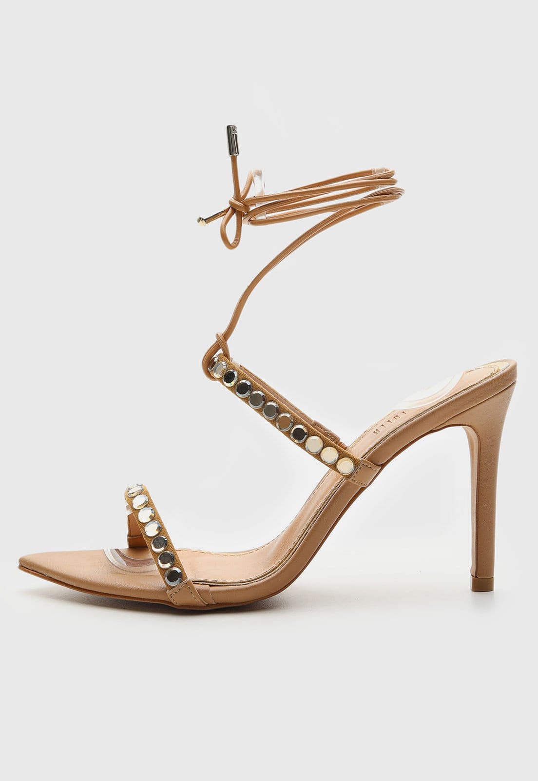 Sandália Feminina Santa Lolla Salto Alto Tiras Tachas