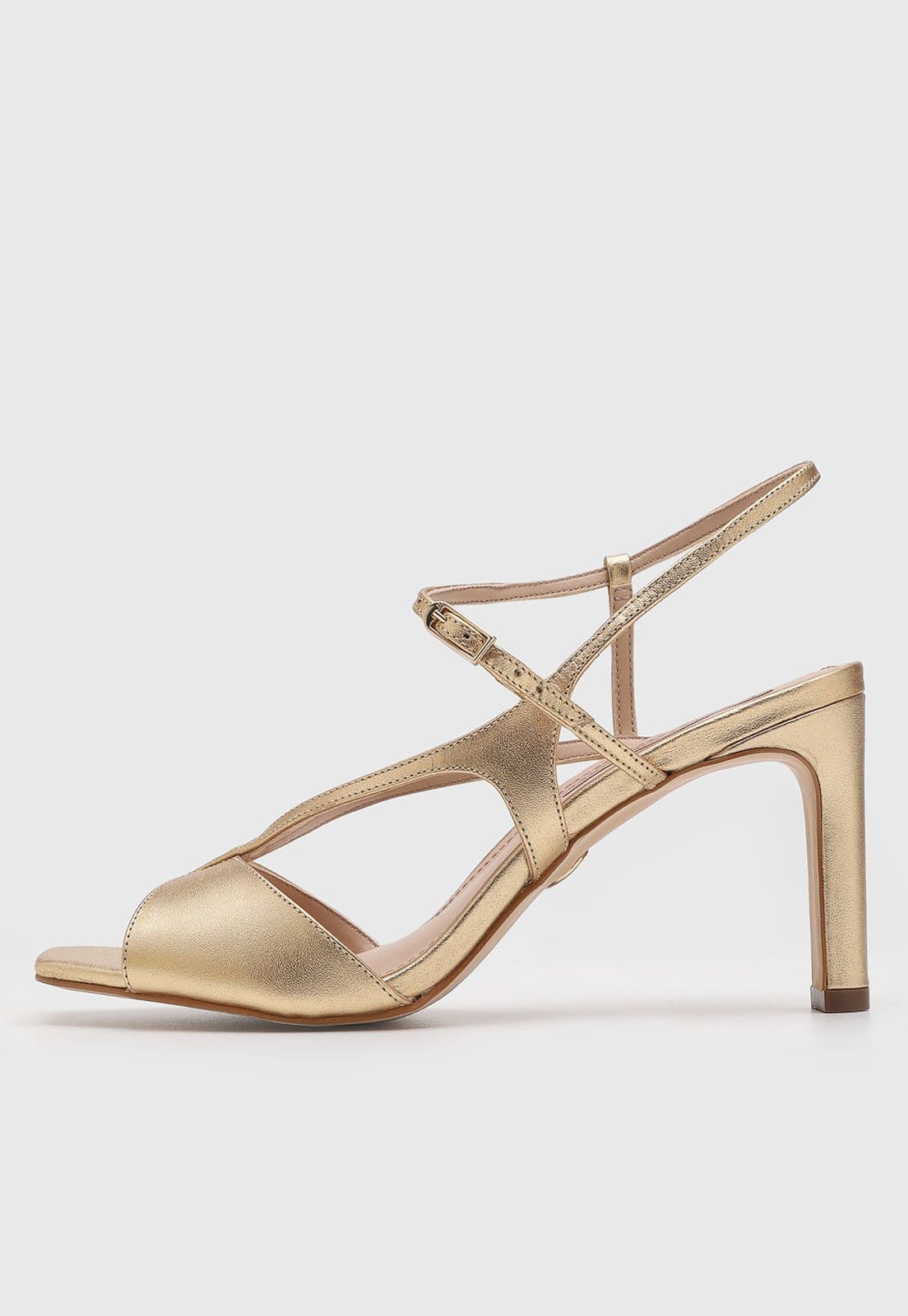 Sandália Feminina Jorge Bischoff Salto Bloco Dourada