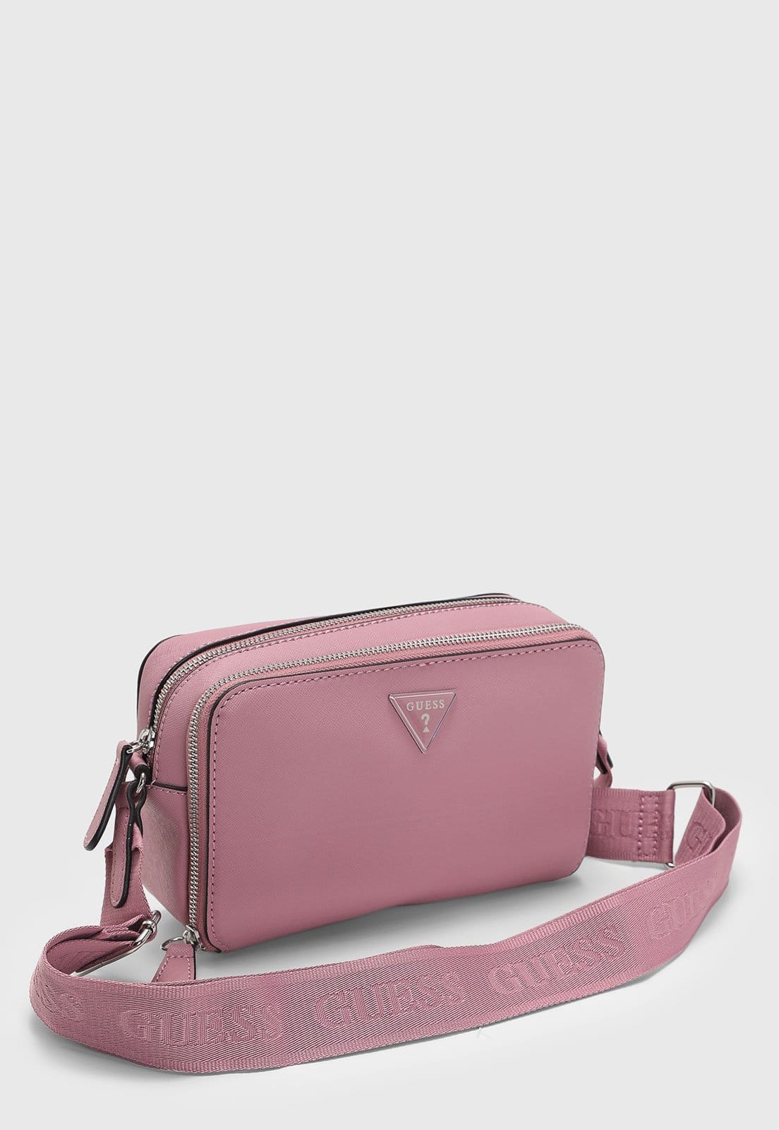 Vista 2 Bolsa Feminina Guess Pequena Logo Triangular Guess rosa