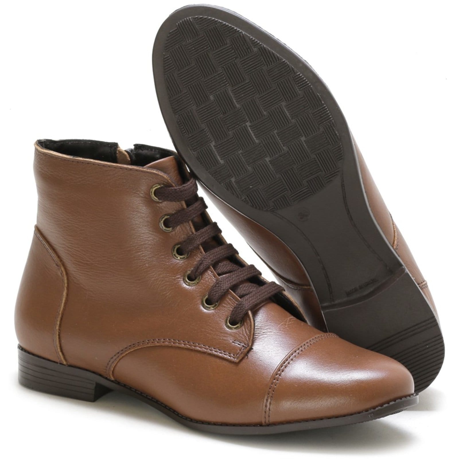 Vista 2 Bota Cano Curto Couro Tellini Store Conhaque TELLINI STORE caramelo