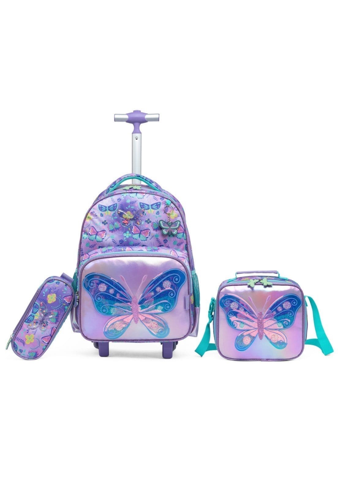 Infantil - Kit Mochila Escolar Rodinhas Borboleta Feminino Resistente