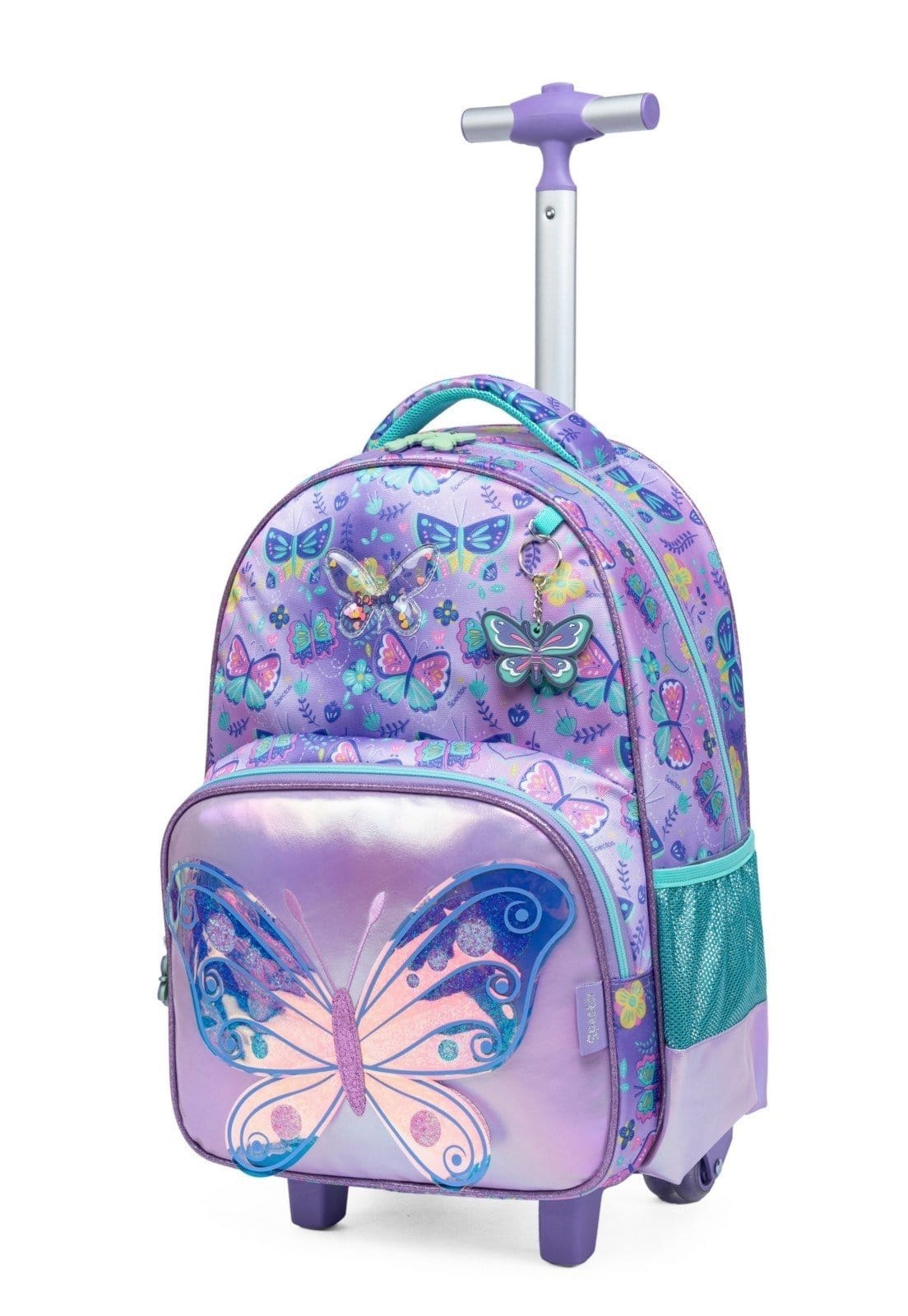 Vista 2 Infantil - Kit Mochila Escolar Rodinhas Borboleta Feminino Resistente Spector lilás