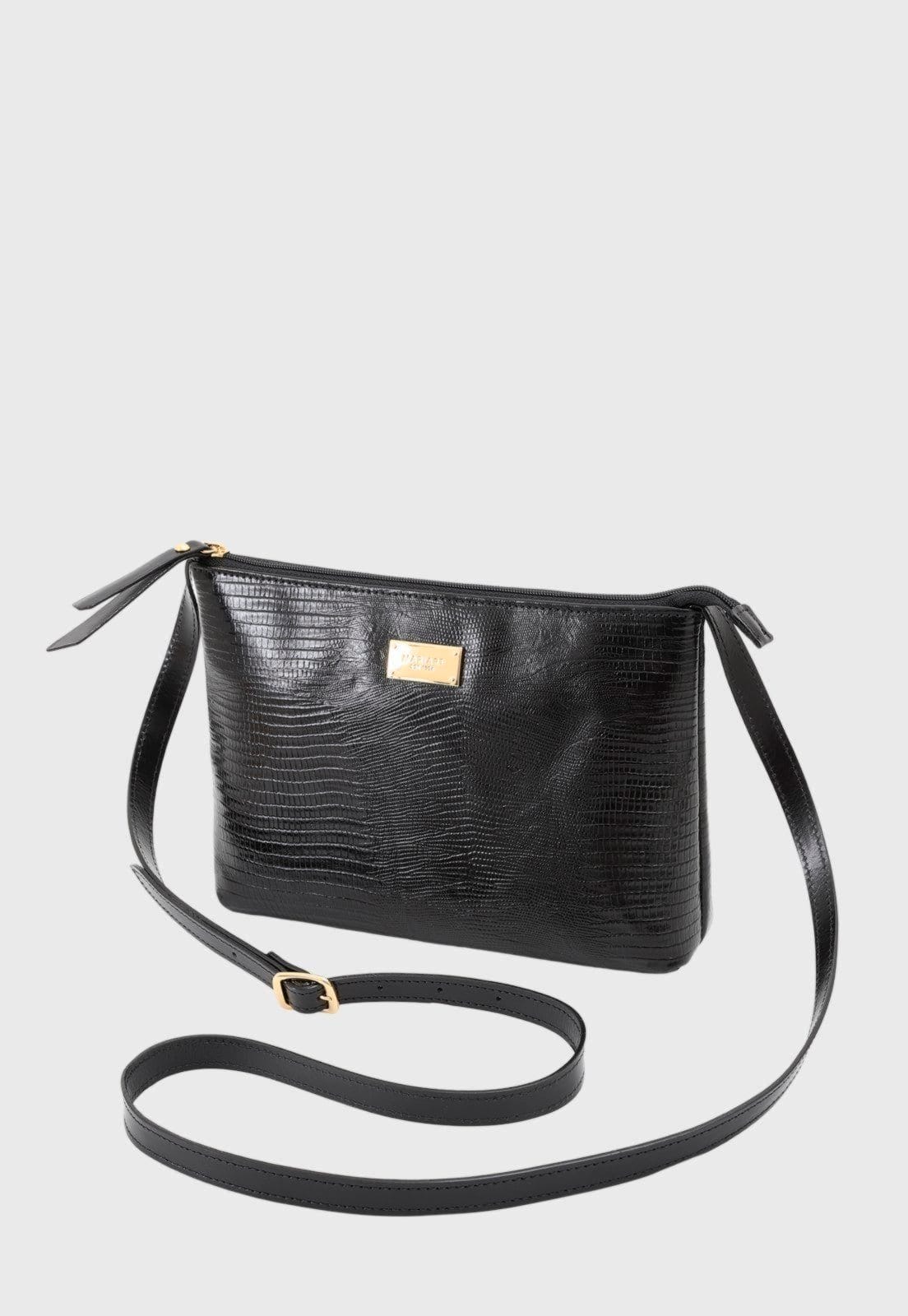 Vista 2 Bolsa Transversal Couro Mariart 2190MRT Preta Mariart preto