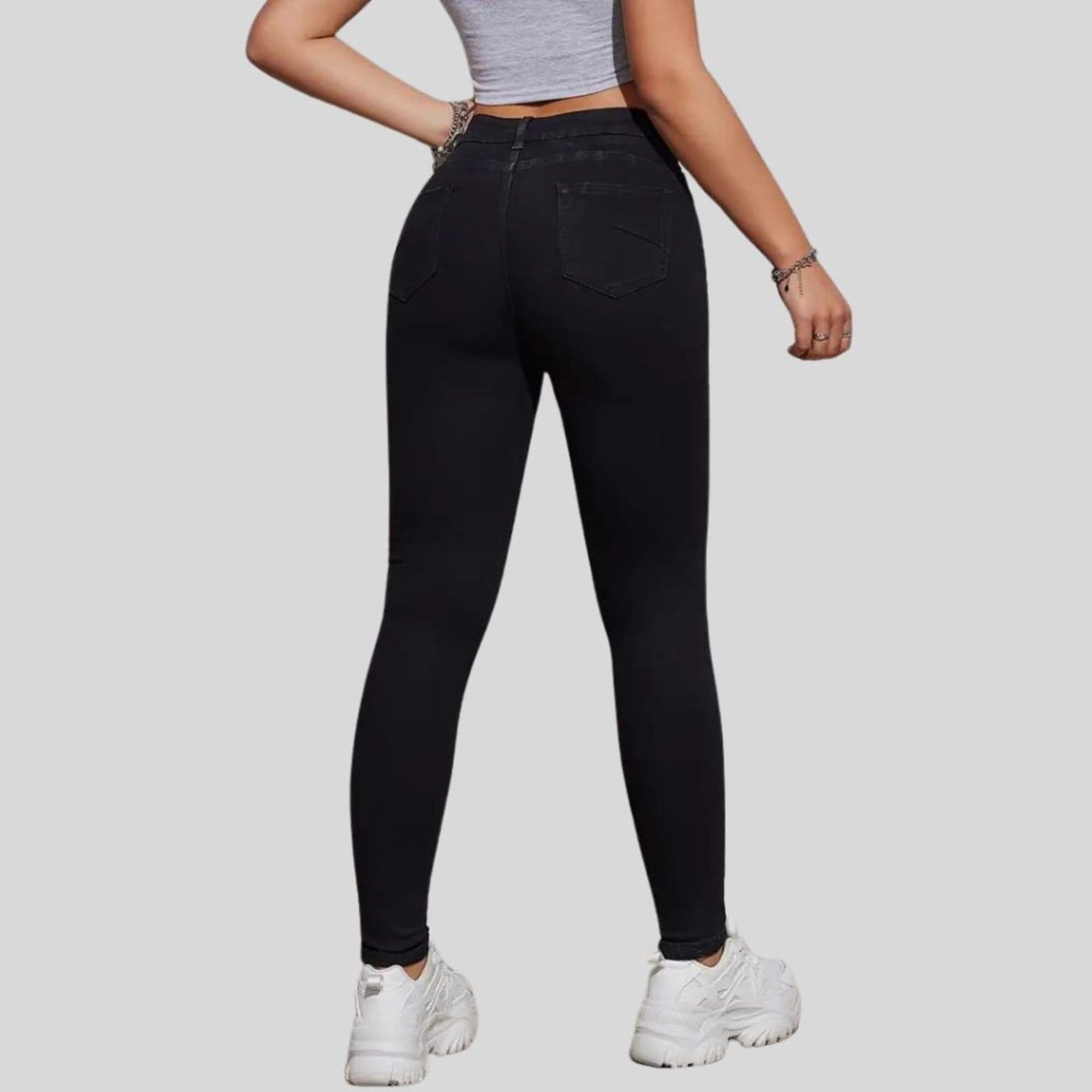 Vista 2 Kit 3 Calça Jeans Feminina Tex Jeans Cintura Alta Skinny com Elastano Preta TEX JEANS azul