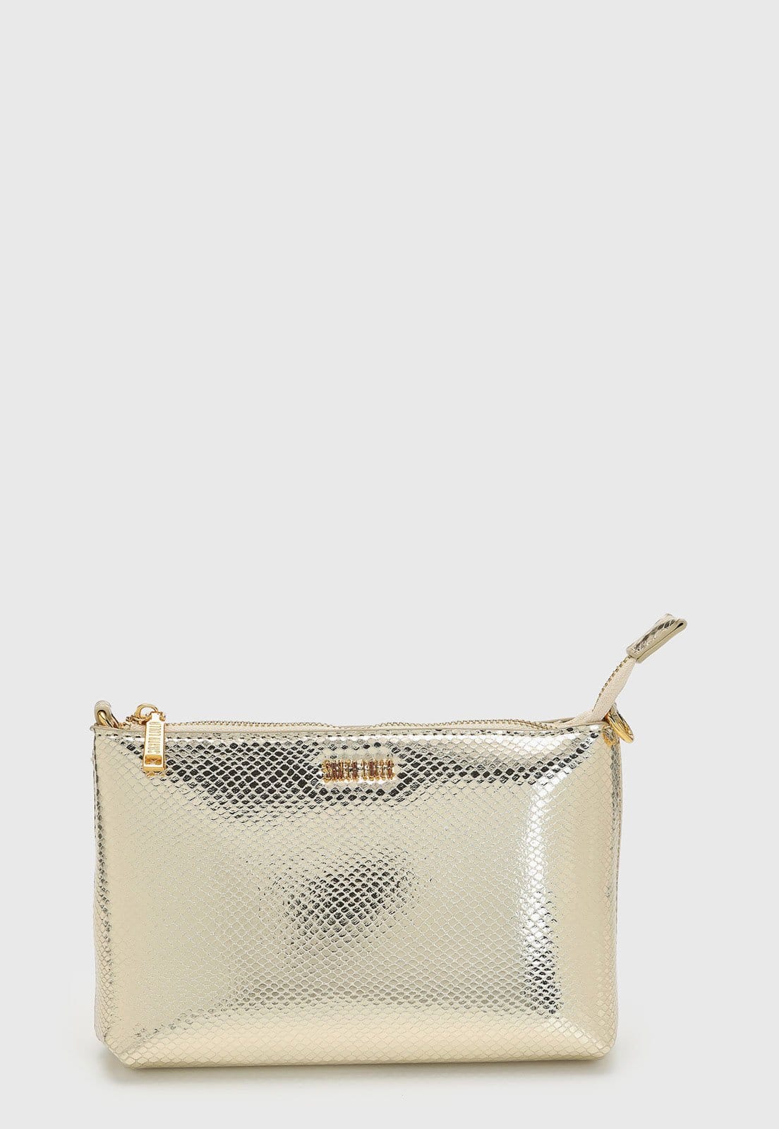 Bolsa Feminina Santa Lolla Metalizada Textura Snake Dourada