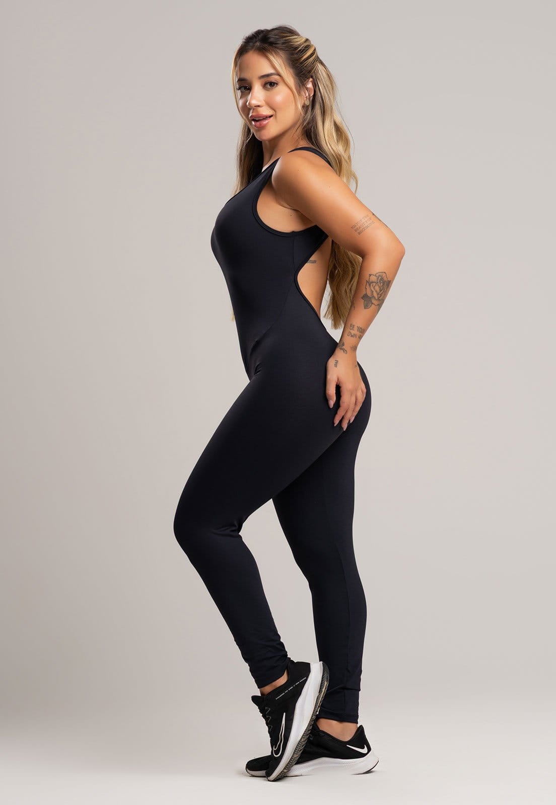 Macacão Costas Abertas MVB Modas Feminino Suplex Academia Fitness Poliamida