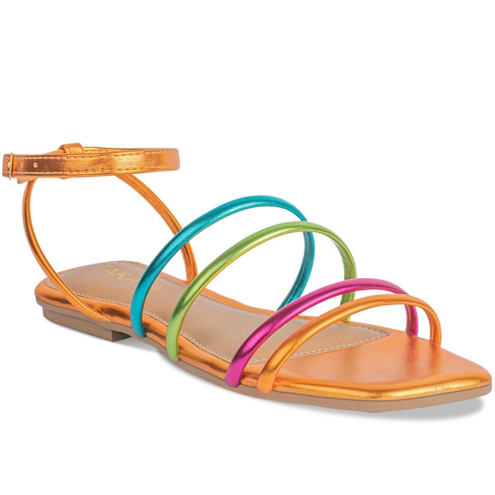 Sandália Feminina Rasteirinha Tiras Colorida Confortável Leve Moda