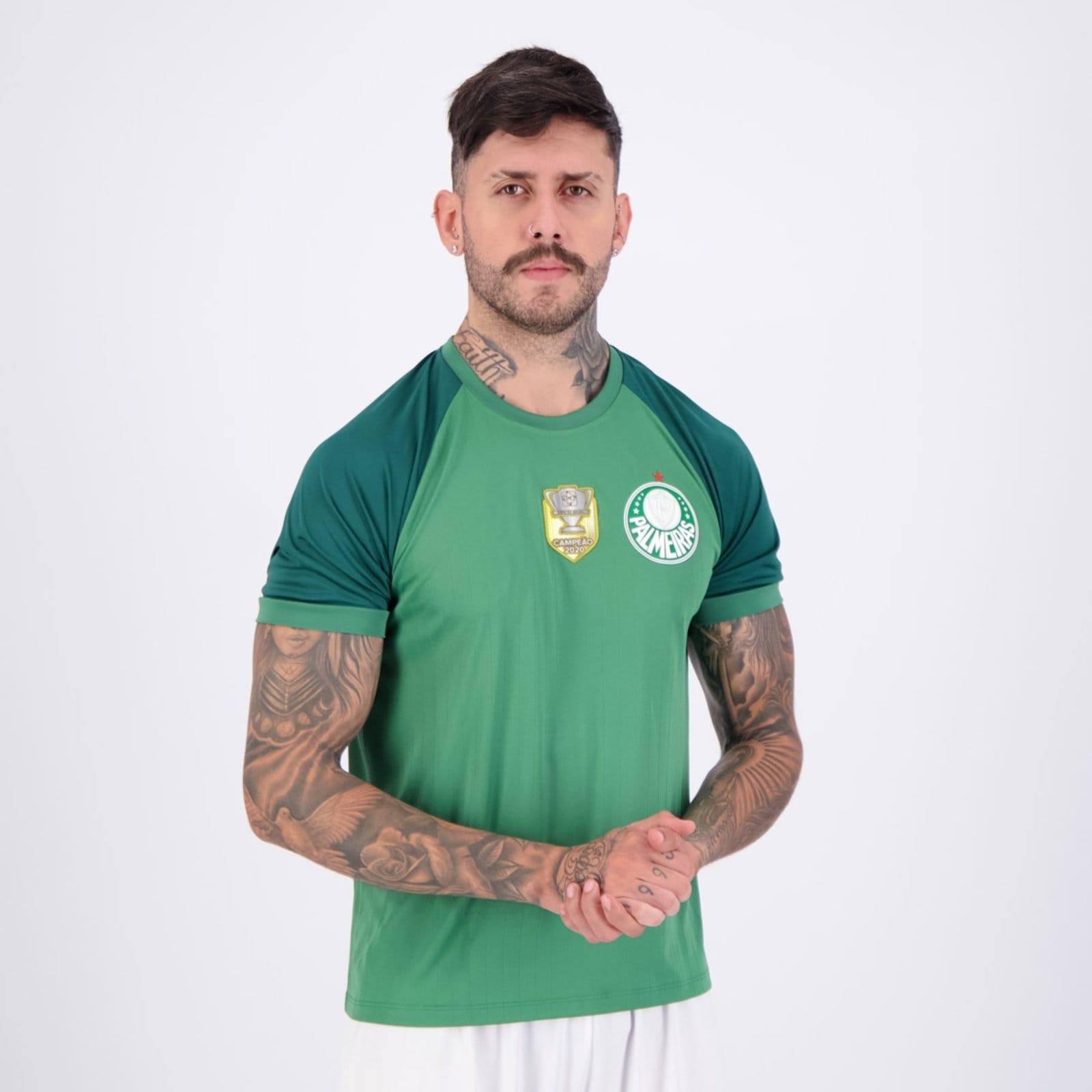Vista 2 Camisa Palmeiras Line Escudo Patch Campeão Copa do Brasil 2020 Betel verde