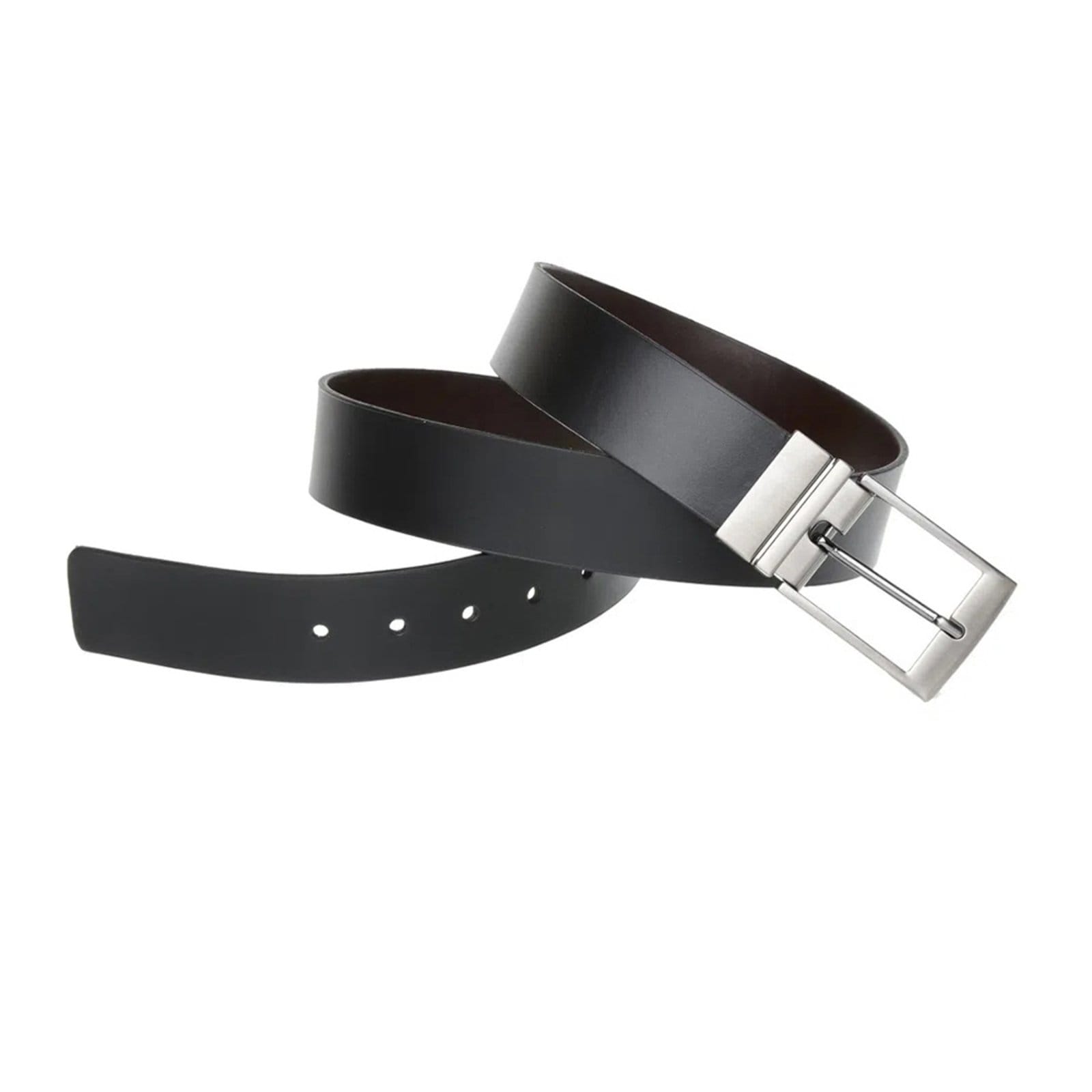 Vista 2 Cinto Social Malbork Dupla Face Couro e Marrom com Fivela Giratória S333_40PM Malbork preto