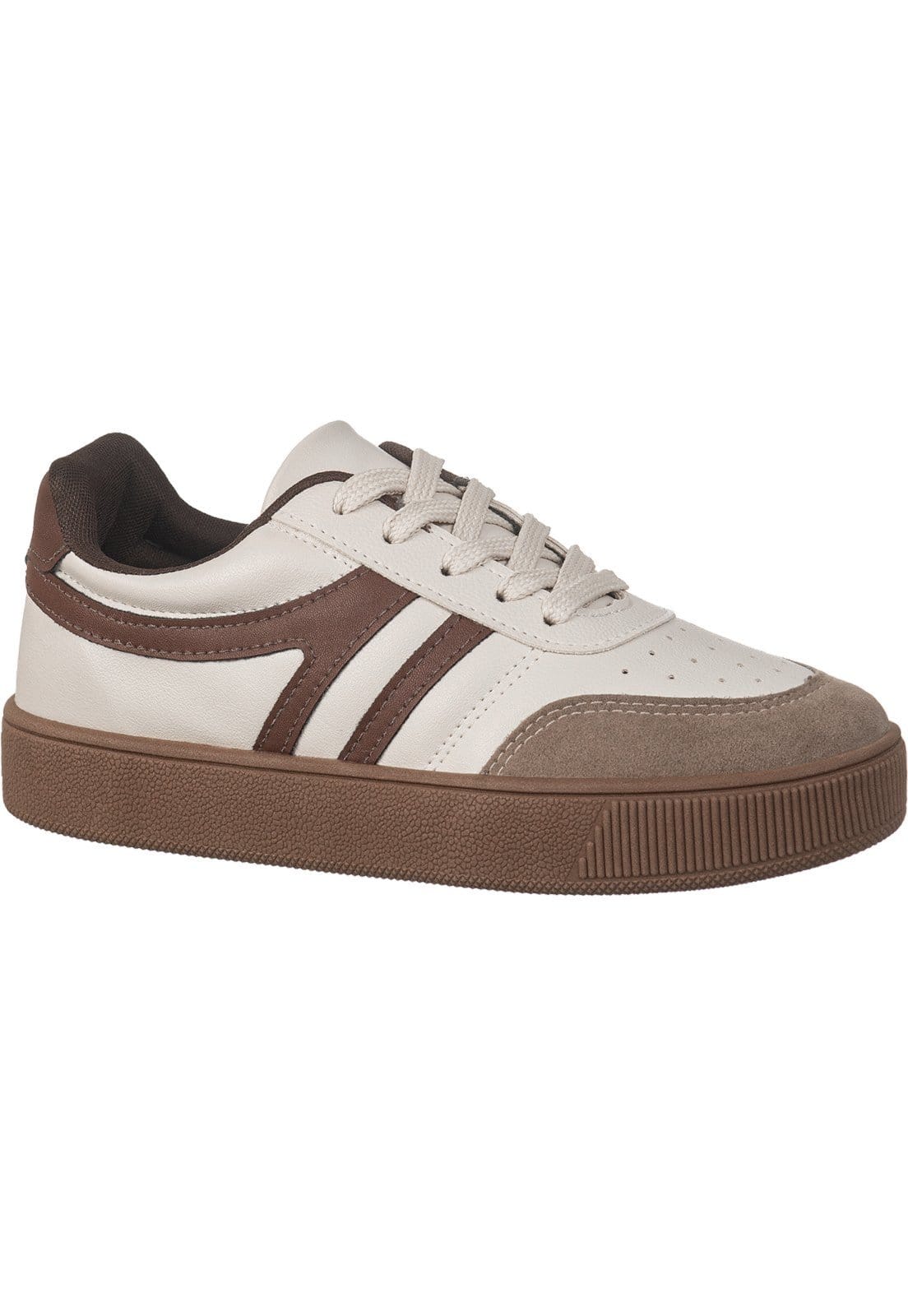 Tênis Feminino GiGiL Casual Camurça Detalhe Lateral Listra Dupla Areia