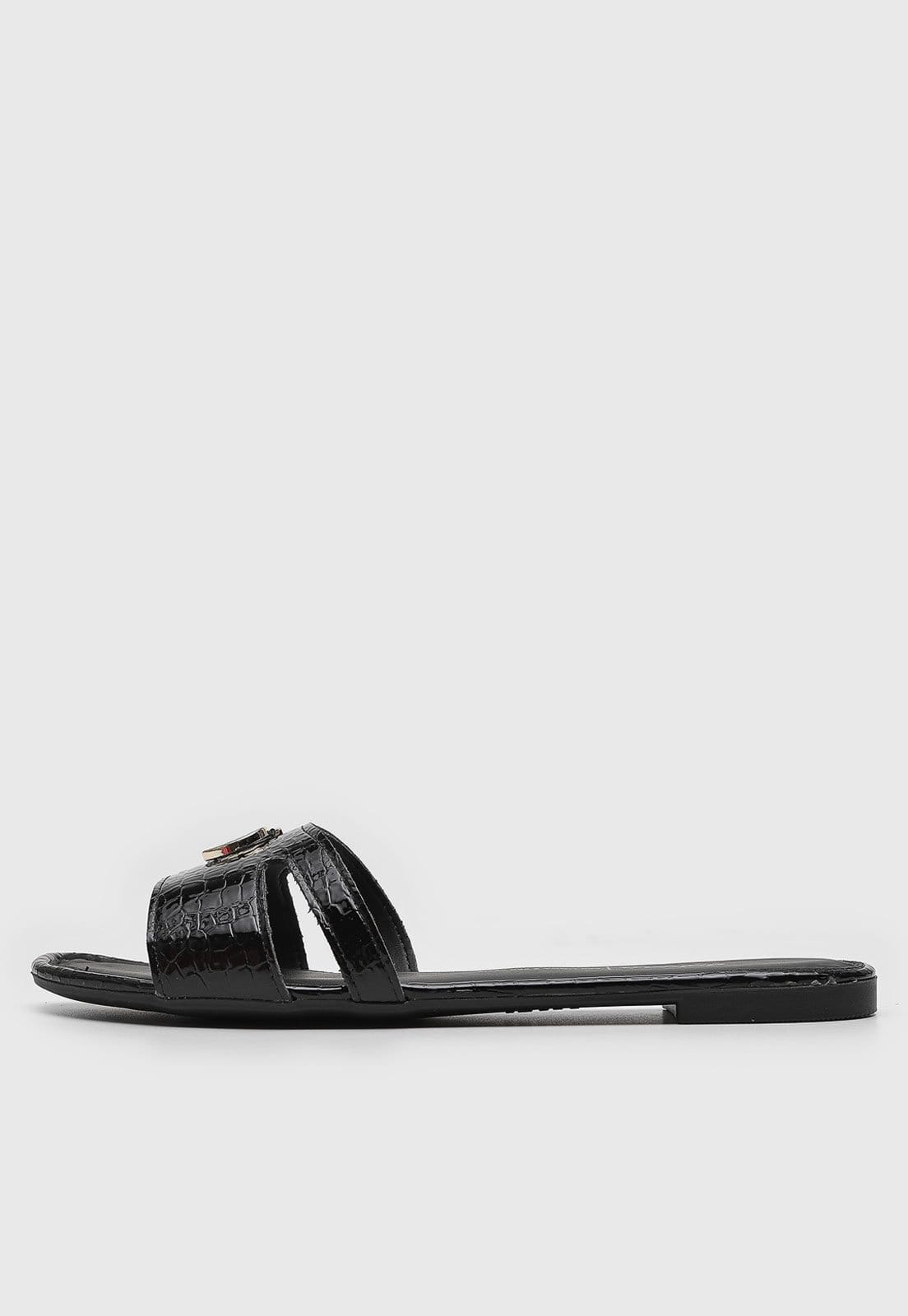 Vista principal Rasteira Feminina Dakota Aberta Detalhe Metálico Preta Dakota preto