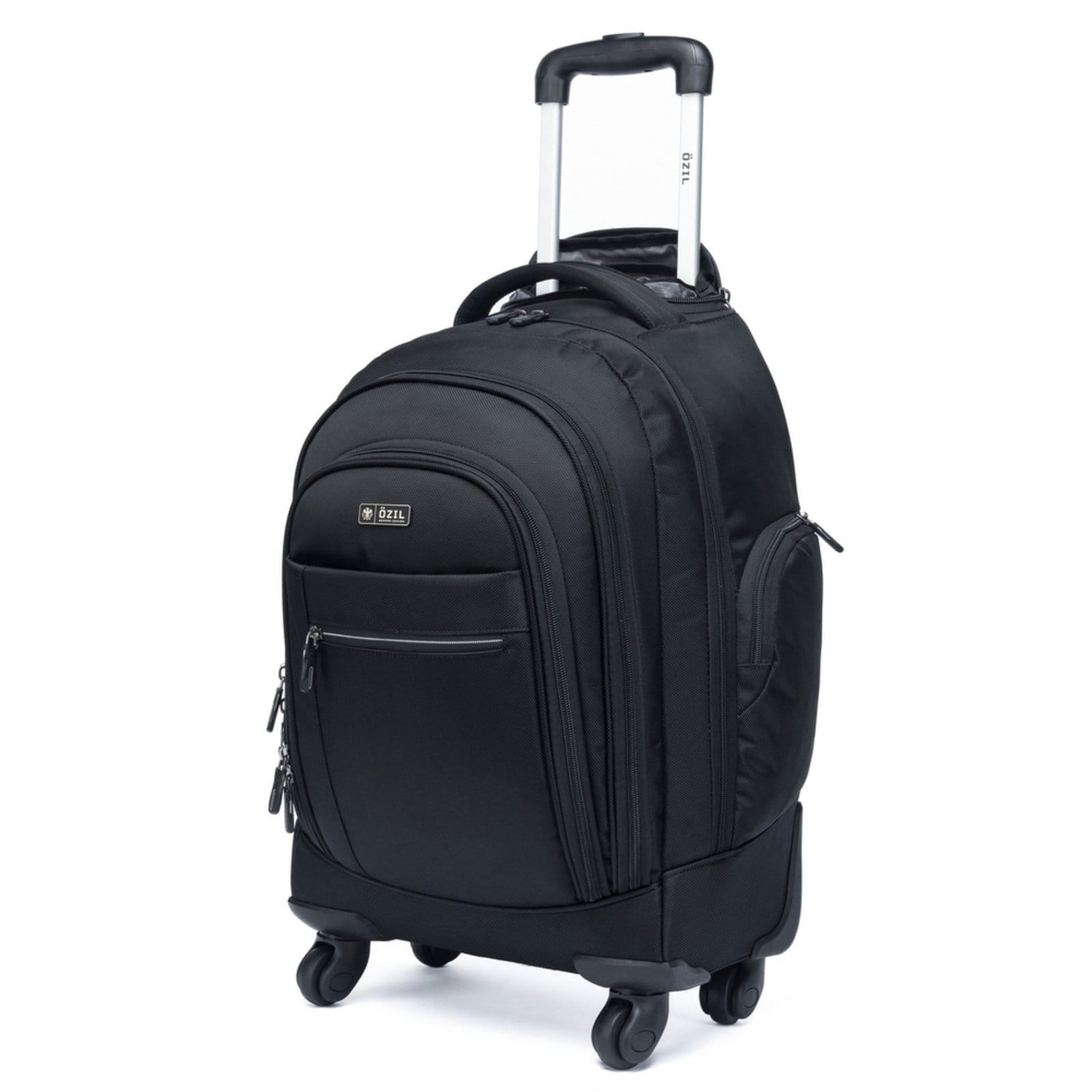 Vista 2 Mochila Executiva Masculina com Rodinhas 360 e Carrinho Reforçado Ozil preto