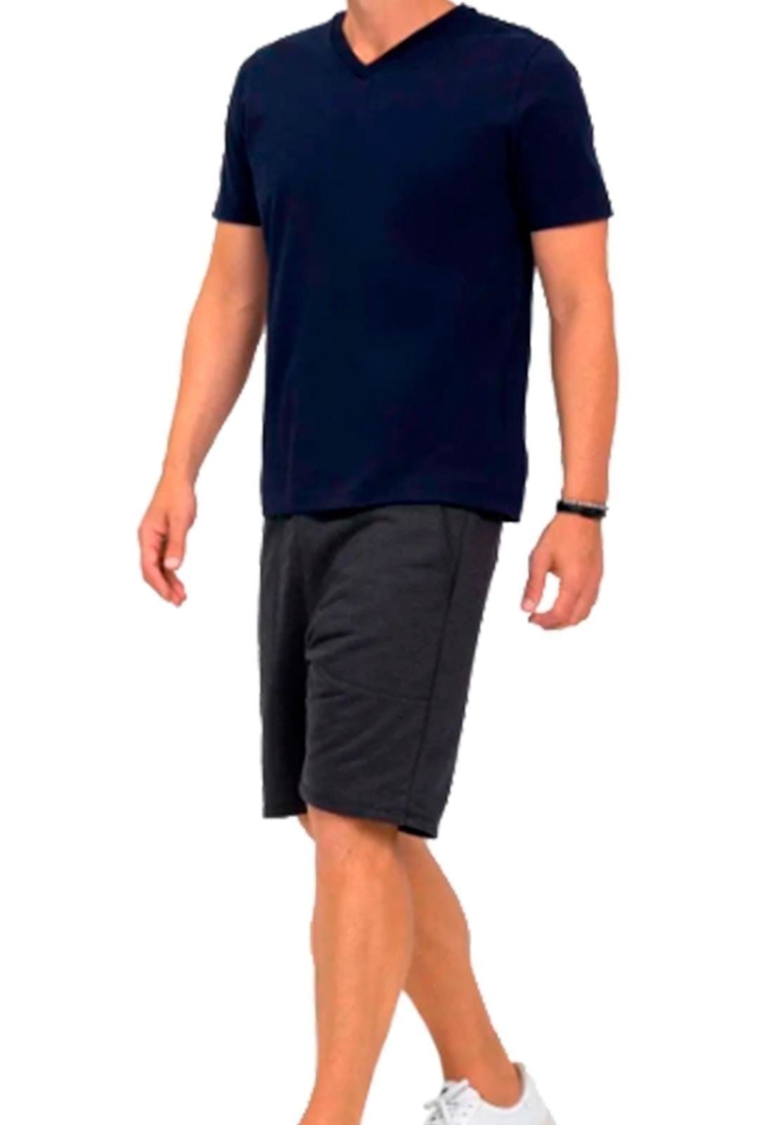 Vista 2 Bermuda Masculina Moletom Casual Básica Com Ajuste Elástico e Bolsos Uso Casual ou Treino Academia Chumbo Escuro W2 STORE cinza