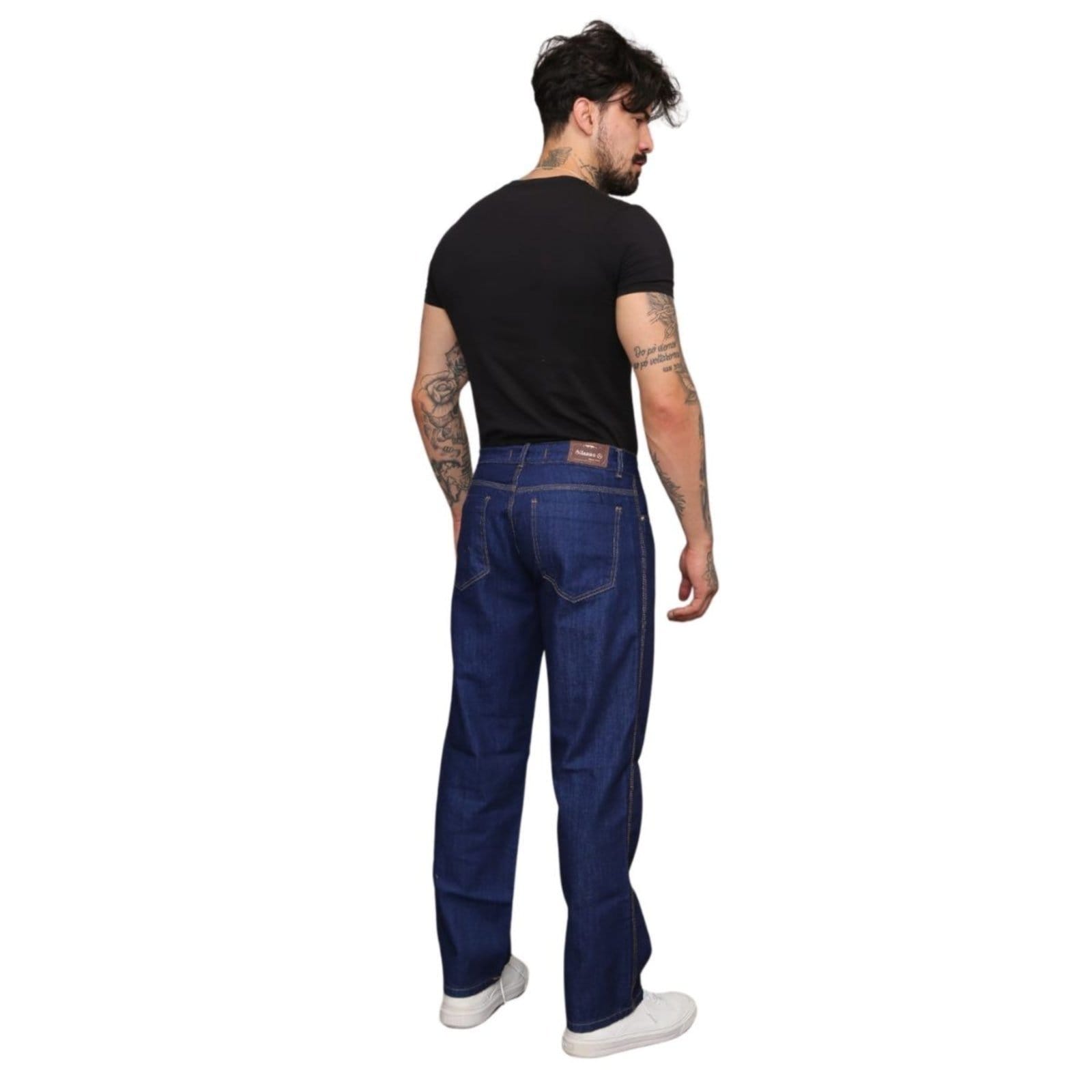 Vista 2 Calça Balão Tradicional Escura Masculina Alleppo Jeans azul marinho