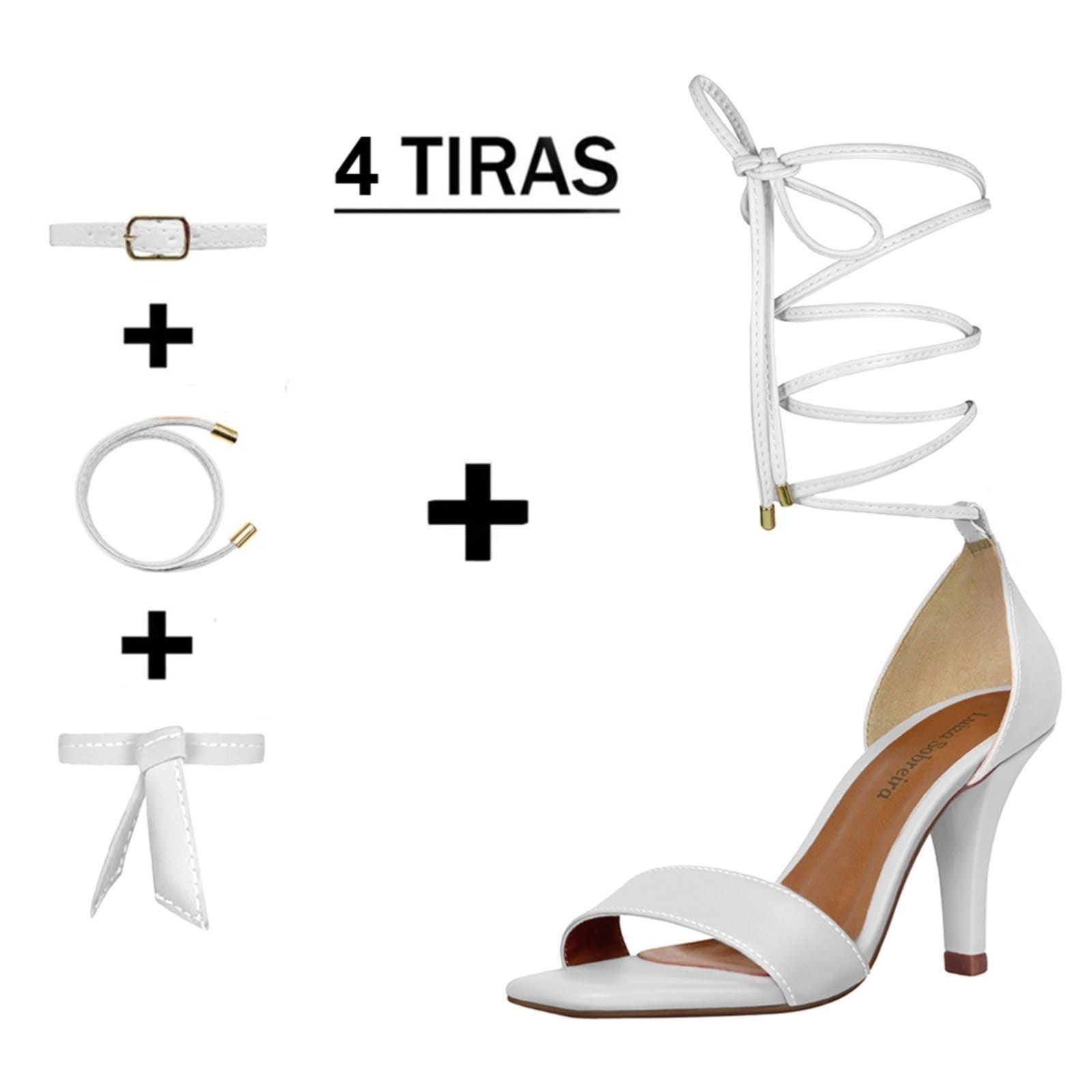 Sandália Troca Tira Salto Alto Fino Luiza Sobreira Branca Mod. 2137-2