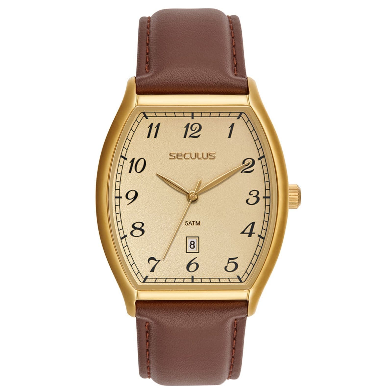 Relógio Masculino Seculus Analógico Mostrador Dourado