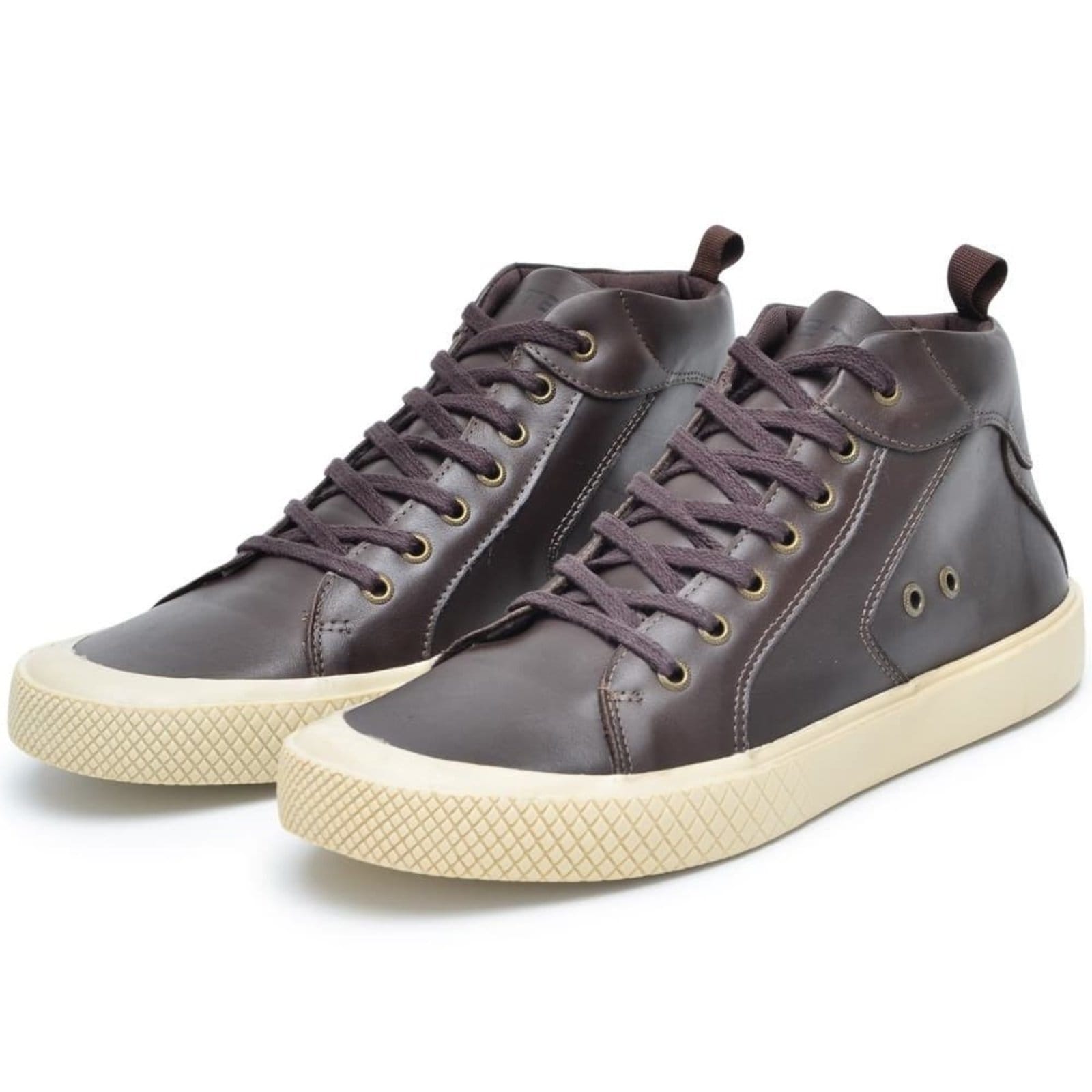 Vista 2 Tenis Casual Masculino Cano Alto de Couro Clube do Sapato de Franca DF Urban Clube do Sapato de Franca café