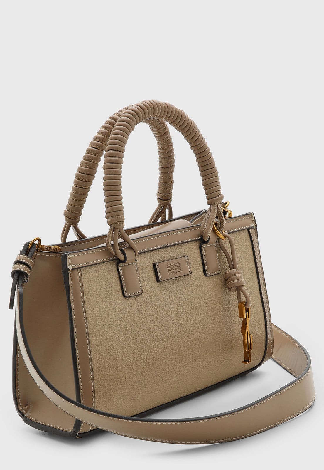 Vista 2 Bolsa Grande Santa Lolla Alça Espiral Santa Lolla bege
