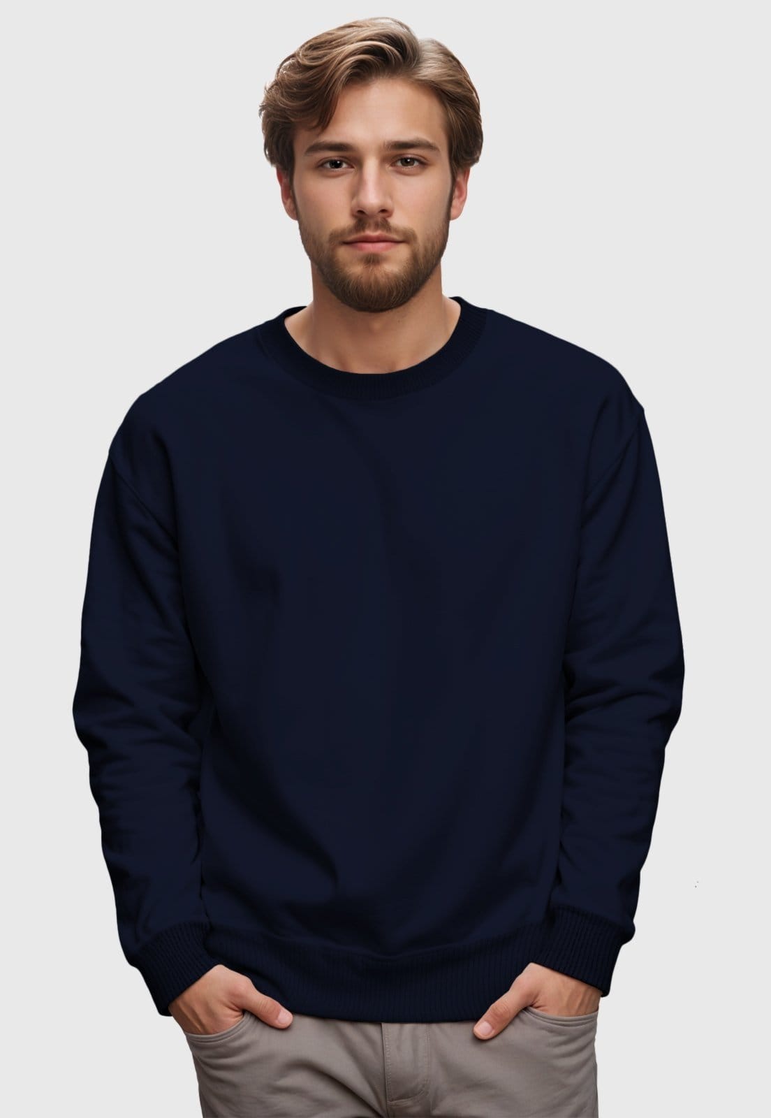 Vista 2 Blusa de Frio Moletom Flanelado Benellys Liso Gola Redonda Marinho Benellys azul marinho