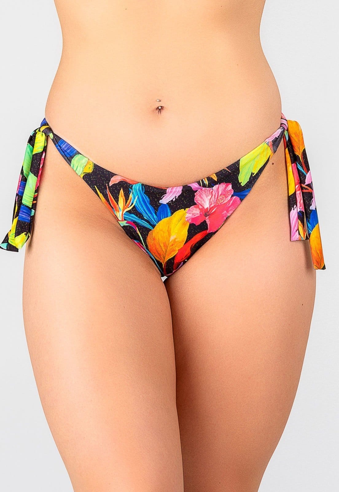 Vista principal Calcinha de Biquíni Summer Soul Empina Bumbum Com Amarração Folhagem Summer Soul preto