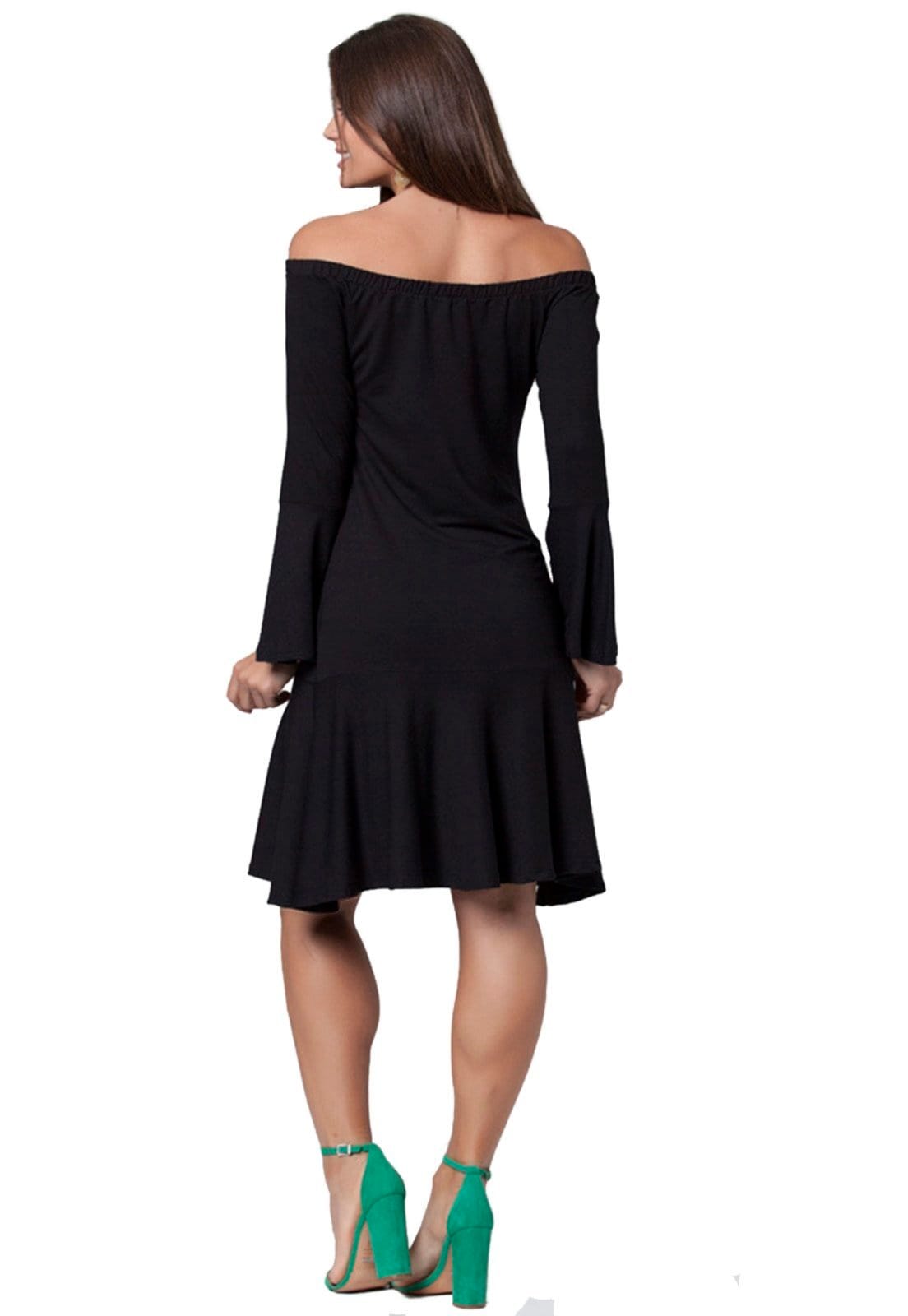 Vista 2 Vestido Amazonia Vital Ombro a Ombro Babados Amazonia Vital preto