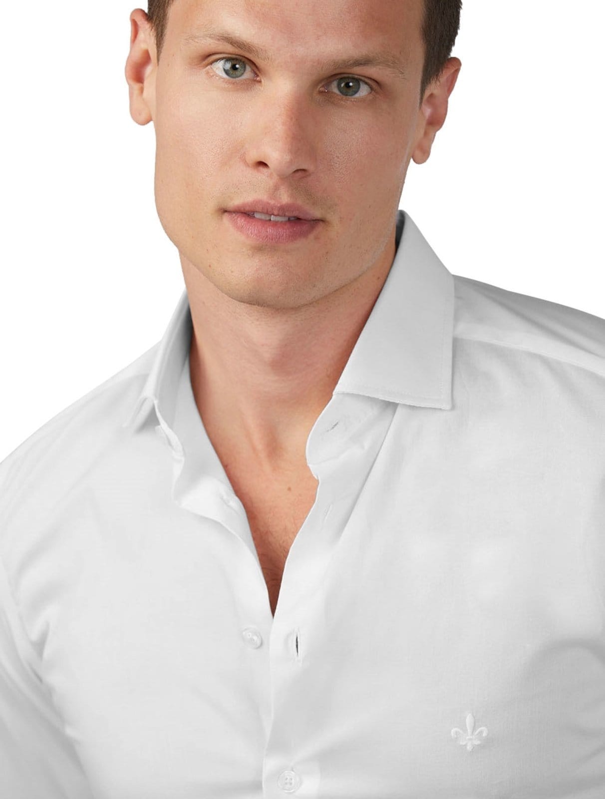 Vista 2 Camisa Dudalina Masculina Milano Tricoline Lisa Stretch Branca Dudalina branco