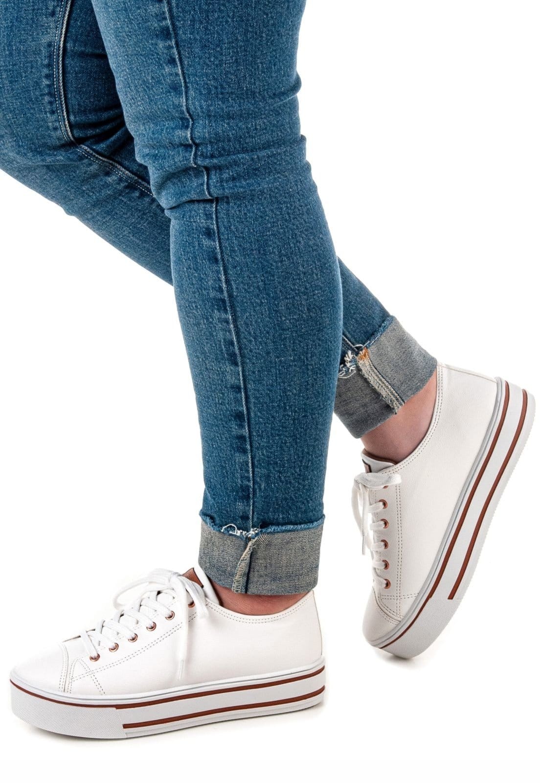 Vista 2 Tenis Casual Gigil Plataforma Star Gigil branco