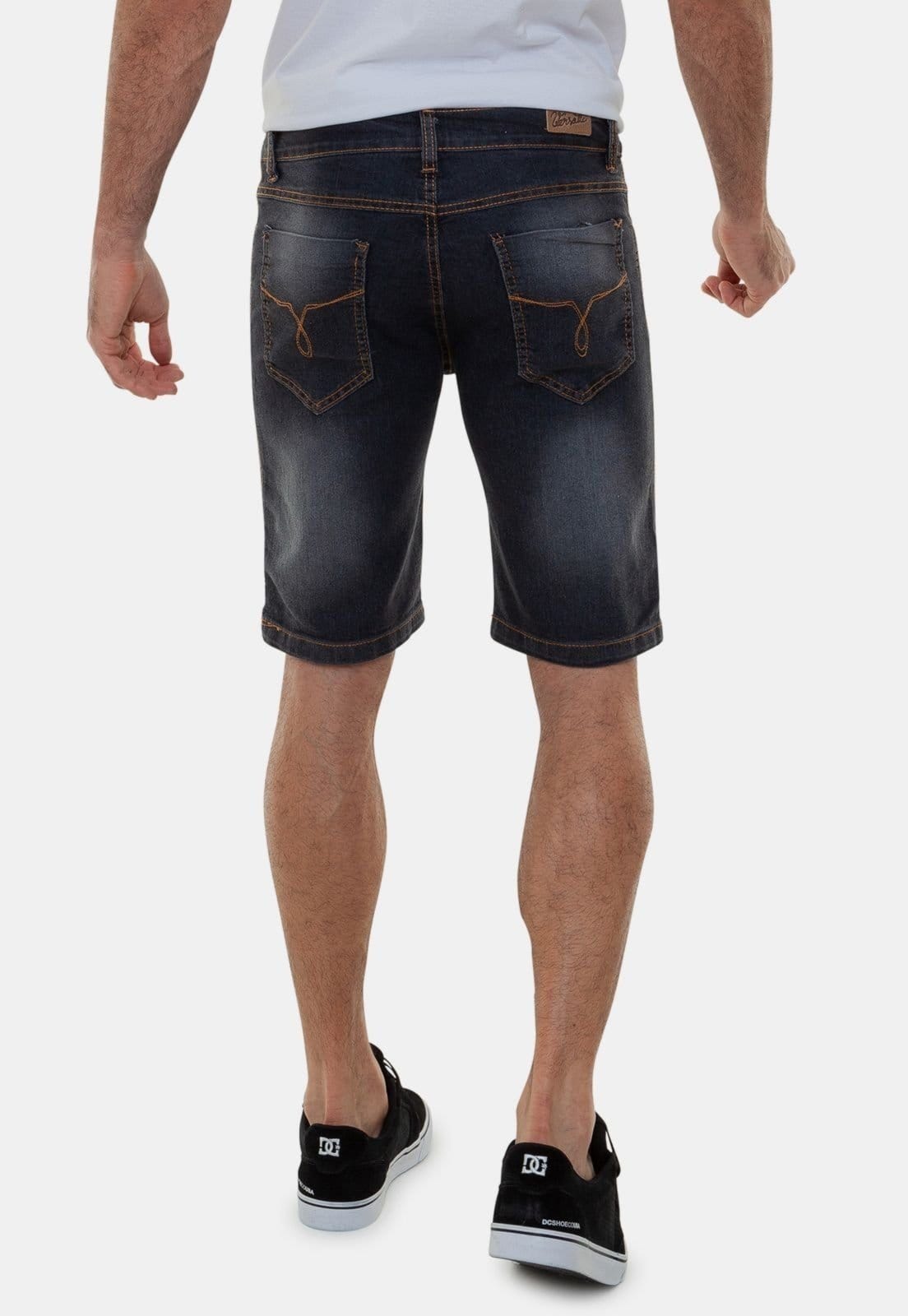 Vista 2 Bermuda Jeans Masculina Versatti Premium Original Aruba Preta Versatti Jeans preto