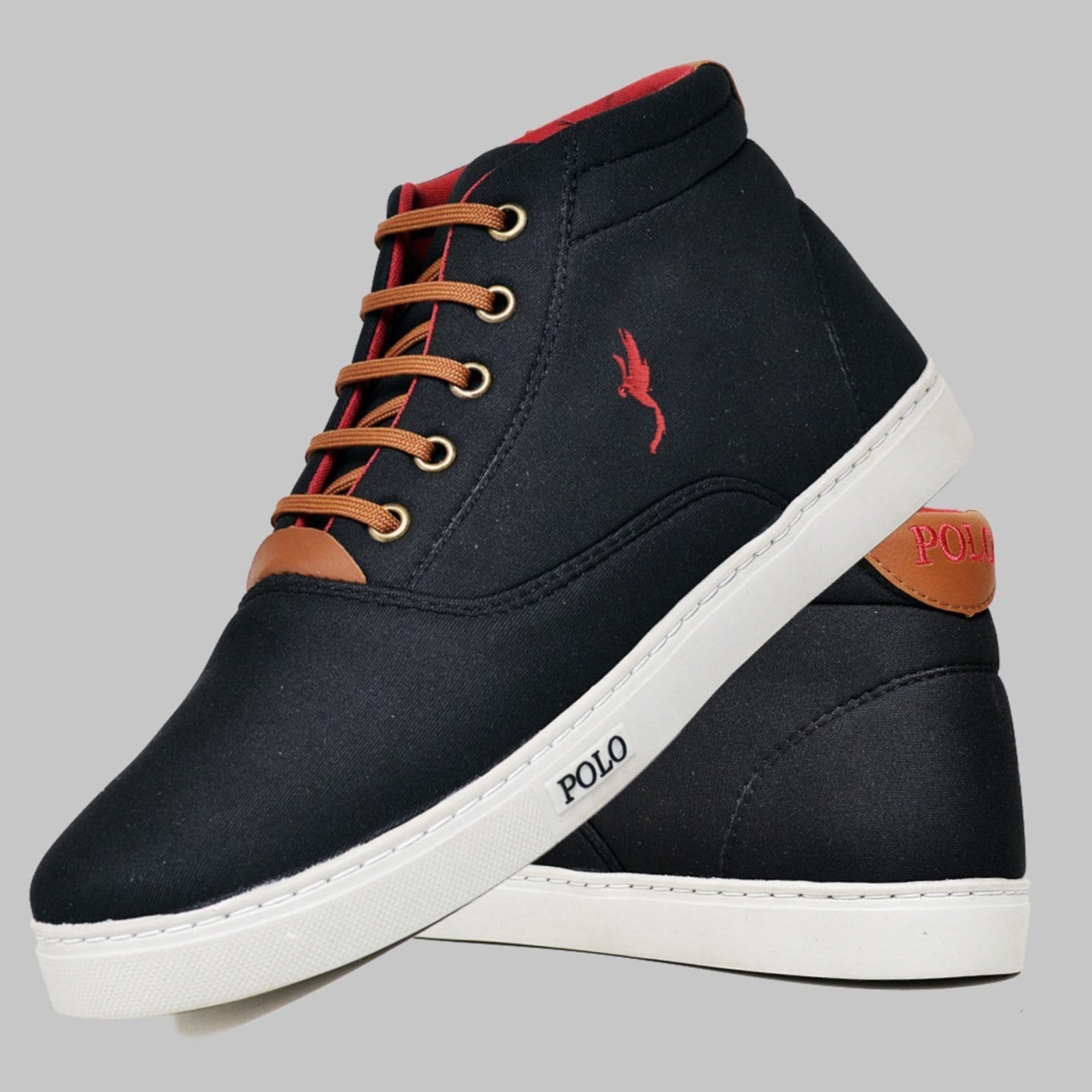 Vista principal Sapatênis Casual Masculino Cano Alto Polo Blu Preto Polo Blu preto blu